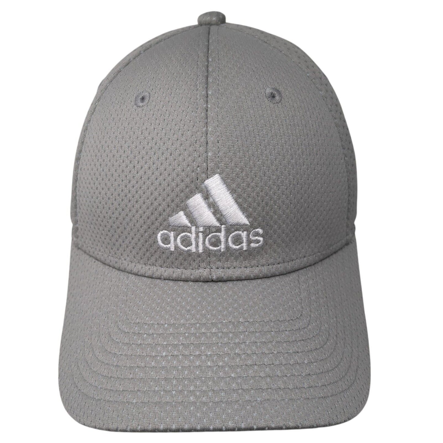 Adidas Fitted Hat Gray S/M Embroidered 3 Stripes 6 Panel Vent Holes
