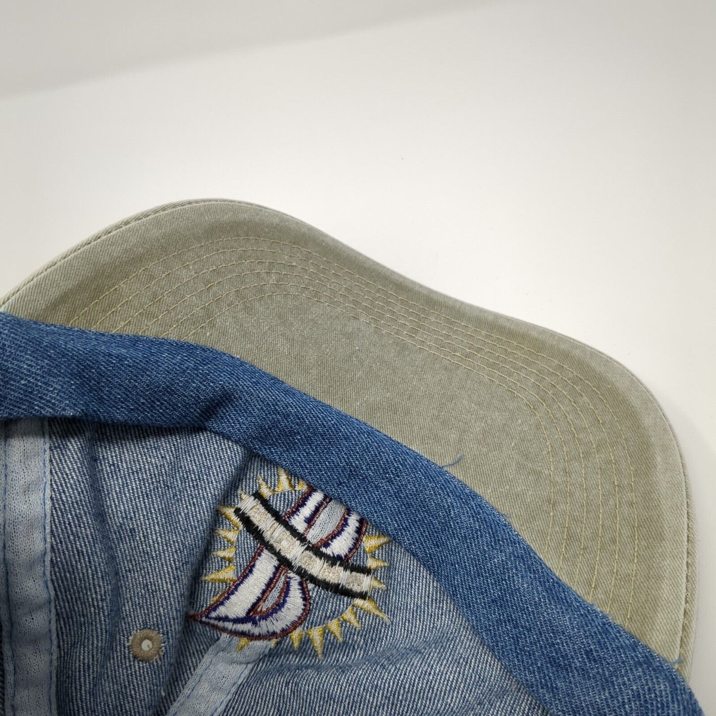 Riders Slideback Hat Blue One Size Adjustable Colorblock Denim 6 Panel