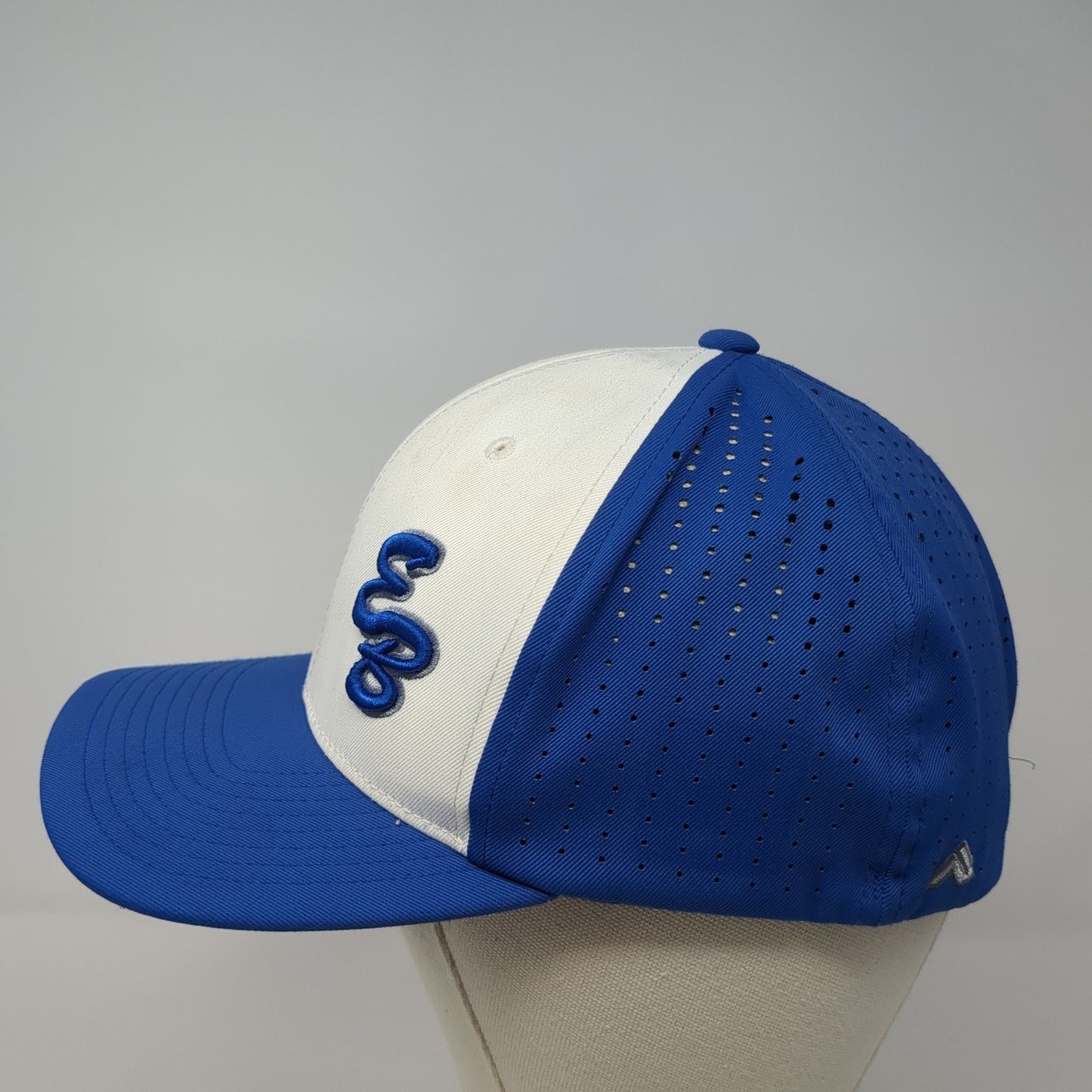 EB East Boise Fitted Hat Blue Medium Laser Cut Colorblock Pacific Headwear