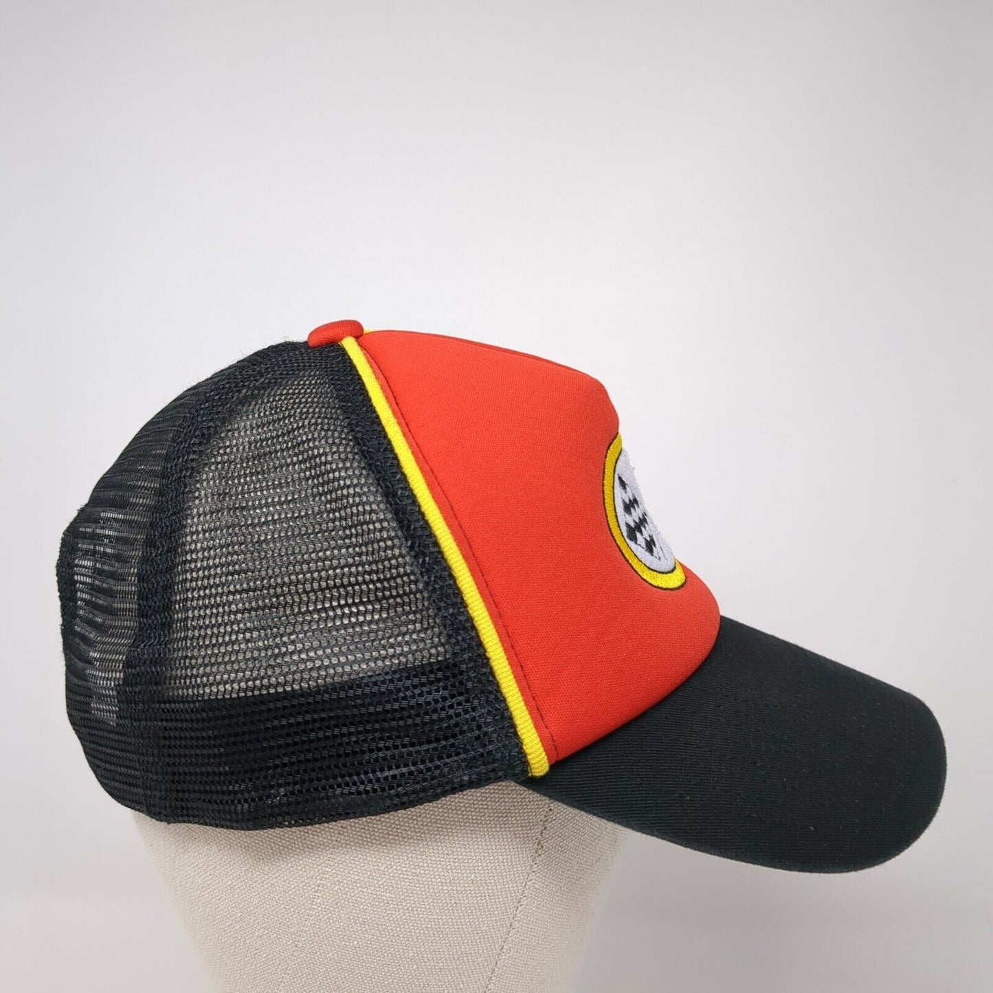 Amscan Auto Racing Flag Snapback Trucker Hat Multicolor OS Embroidered Mesh Back