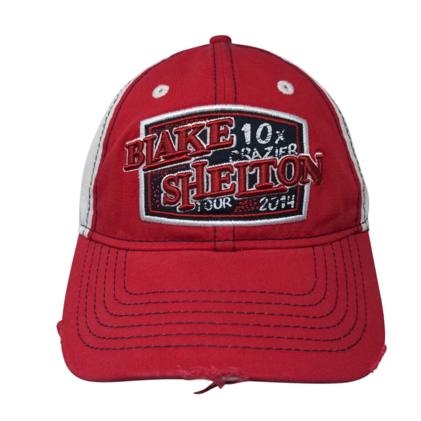Bake Shelton Tour 2014 Snapback Hat Red OSFA Adjustable Distressed Cotton
