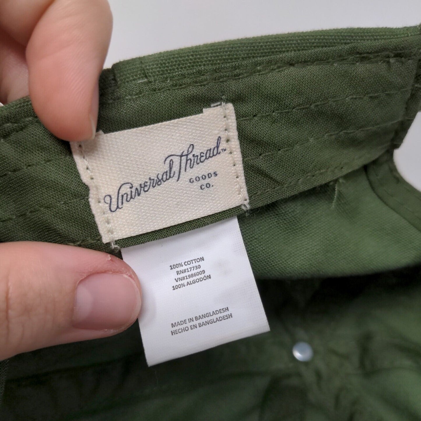 Universal Thread Slideback Hat Green One Size Adjustable 6 Panel Blank