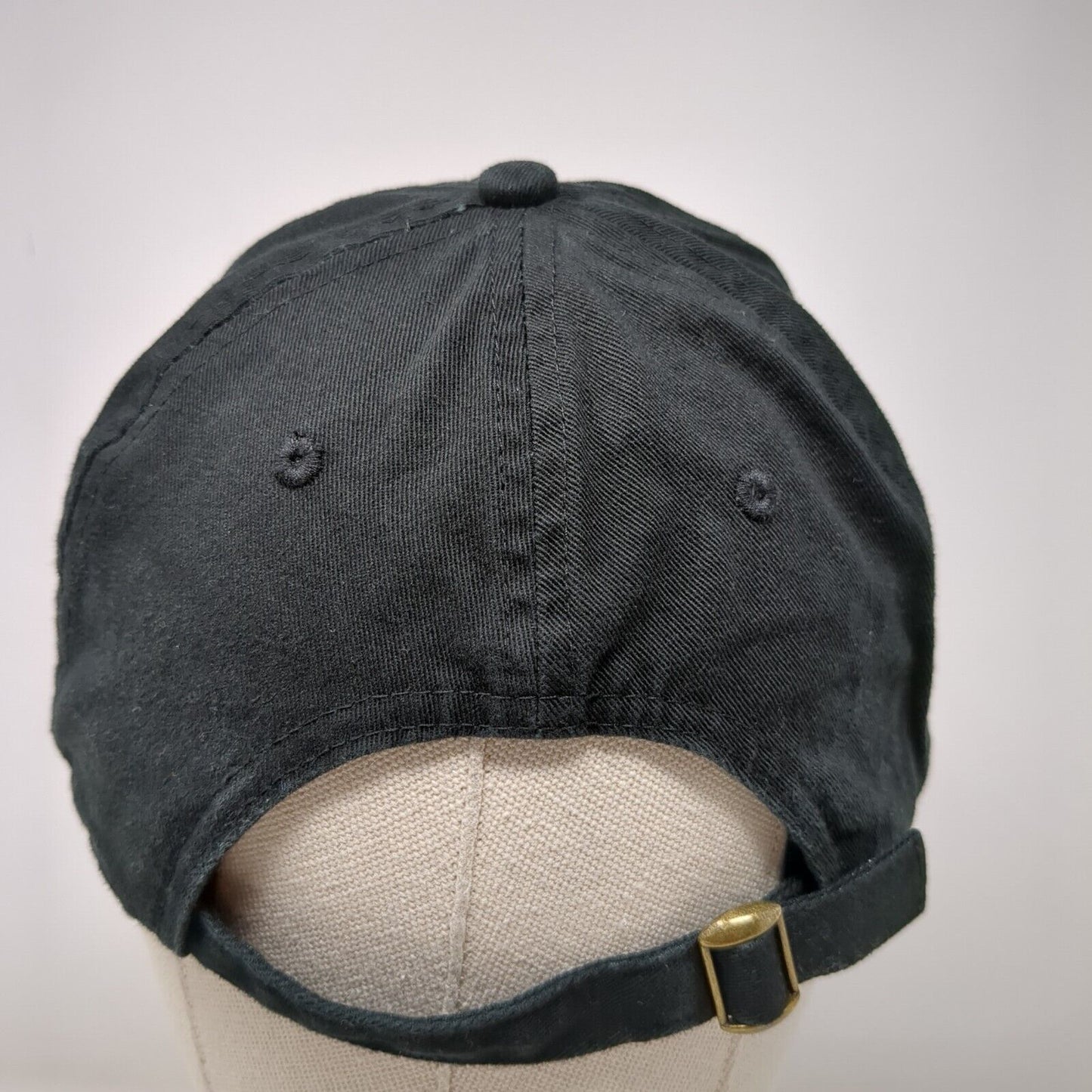 Smiley Slideback Hat Black OSFA Adjustable 6 Panel Vented Holes Cotton