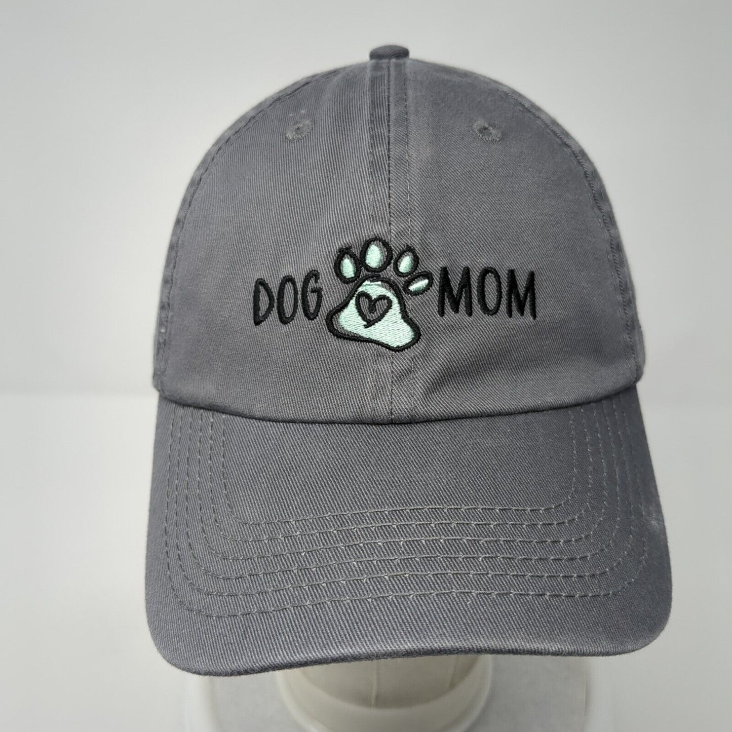 Dog Mom Slideback Hat Gray One Size Embroidered Paw Open Road 6 Panel