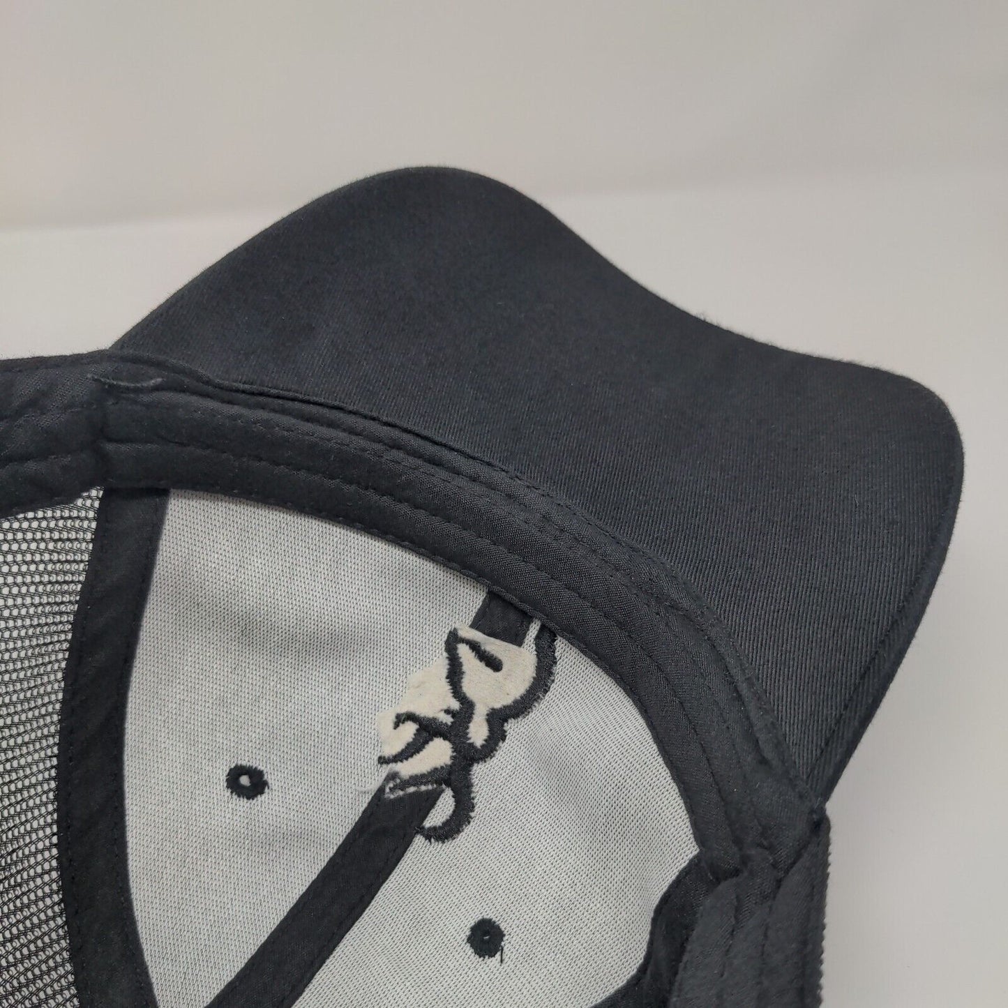 Browning Snapback Trucker Hat Black One Size Adjustable Mesh Back Embroidered