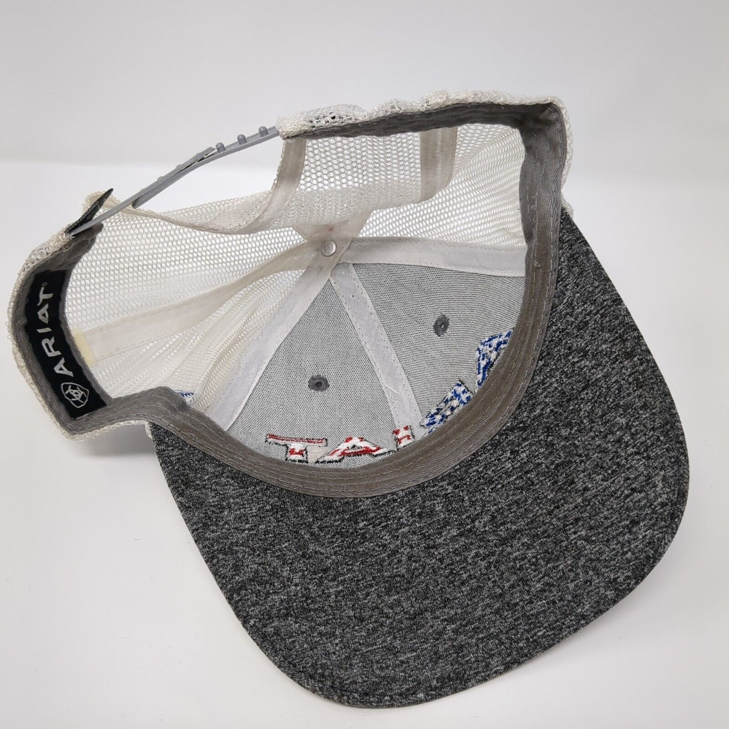 Ariat American Flag Snapback Trucker Hat Gray OSFA Mesh Back 6 Panel