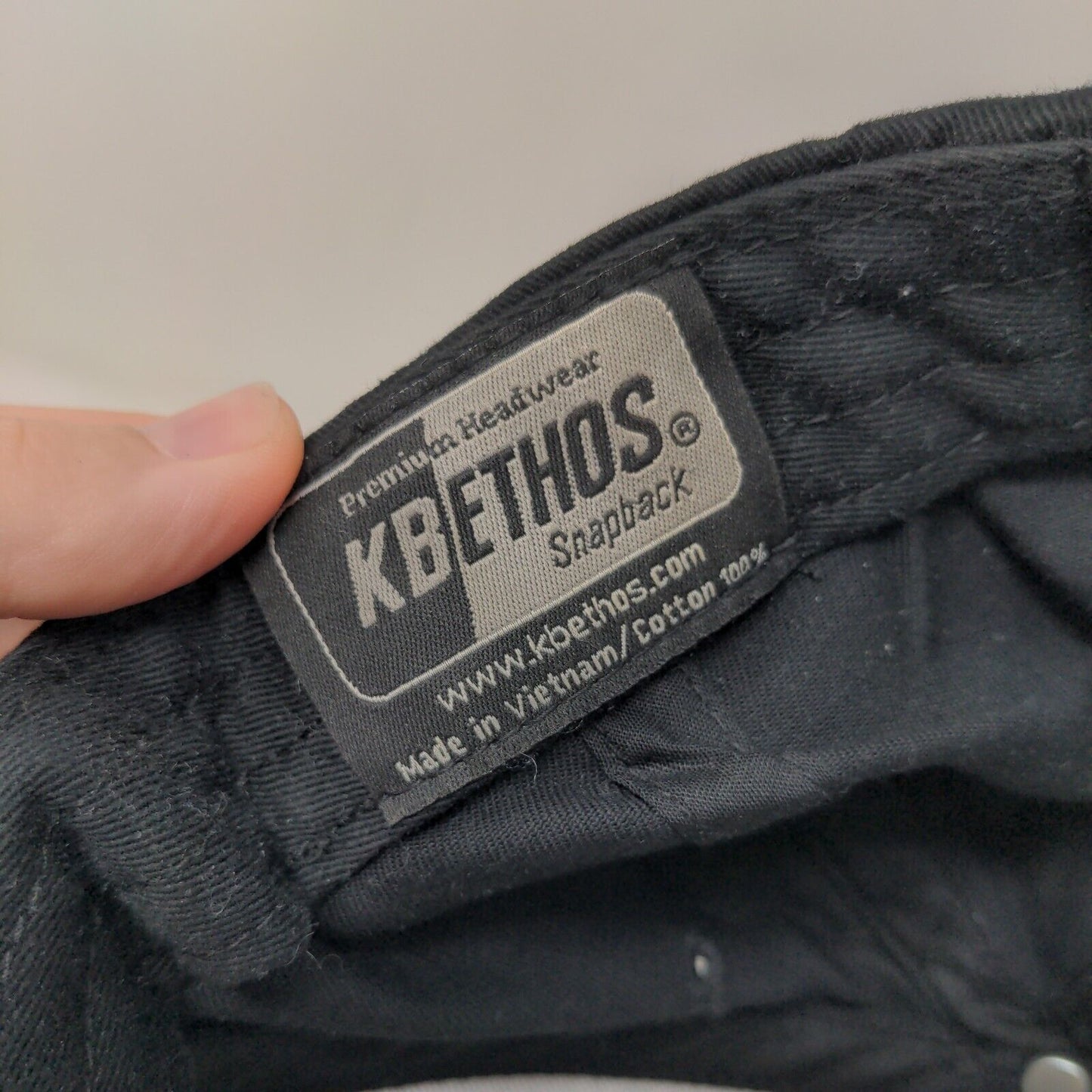KB Ethos Snapback Hat Black One Size Adjustable Vented Holes 6 Panel Blank