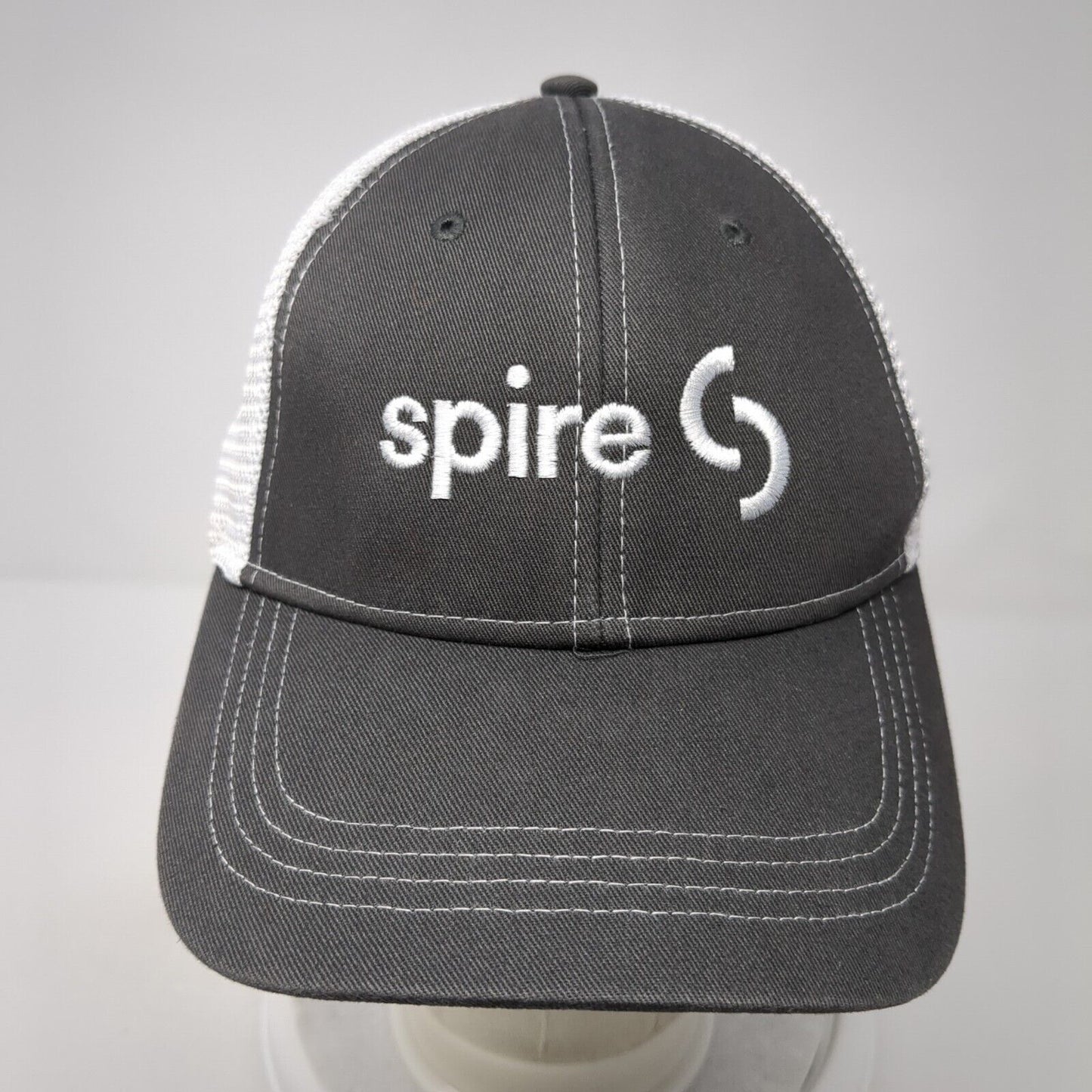 Spire Logo Slideback Trucker Hat Gray One Size Mesh Back Cap America