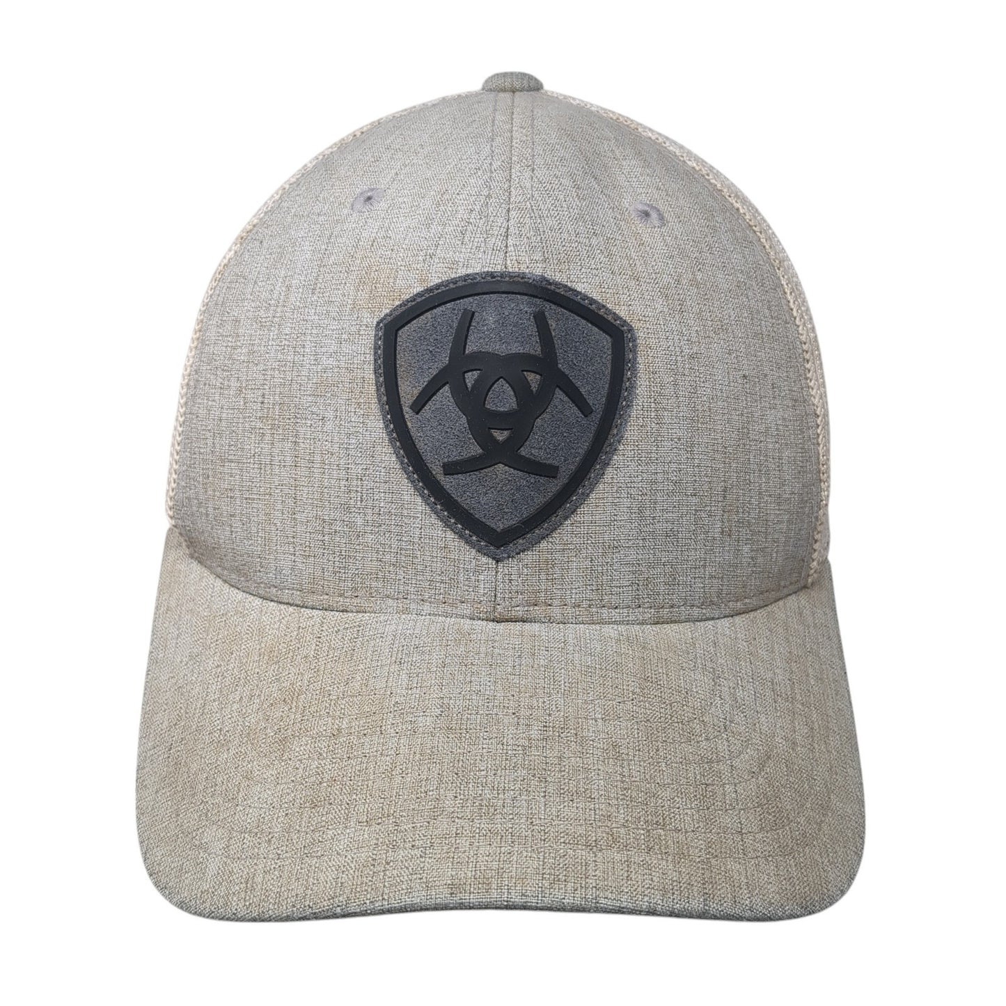 Ariat Logo Patch Snapback Trucker Hat Gray One Size Mesh Back Flexfit