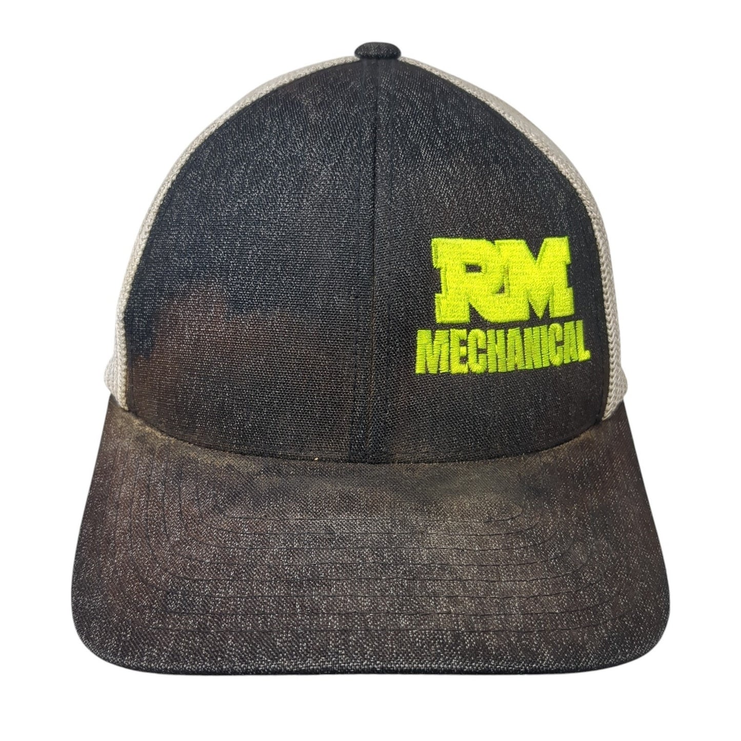 RM Mechanical Fitted Trucker Hat Black Medium Mesh Back Pacific Headwear