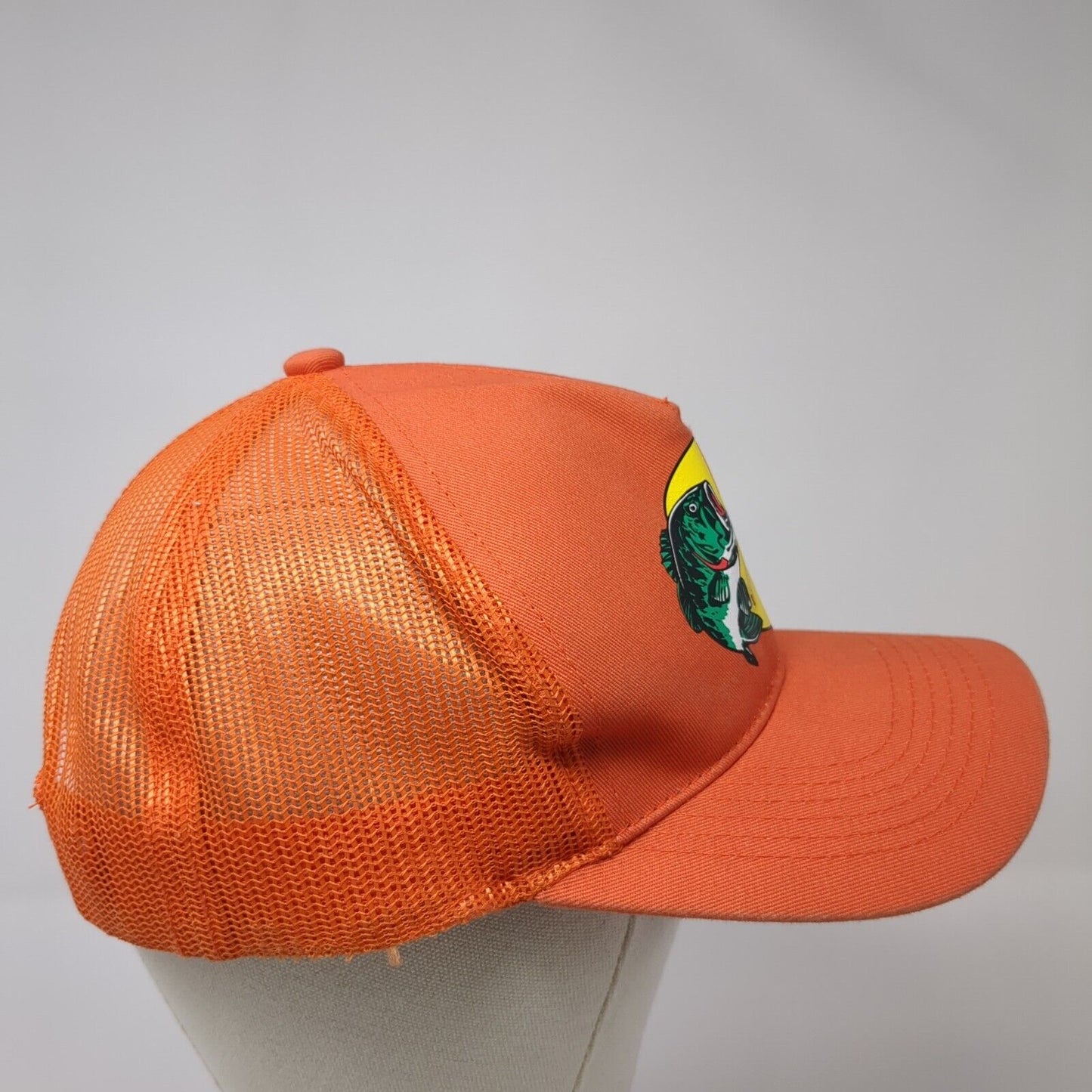 Bass Pro Shops Snapback Trucker Hat Orange OS Adjustable Mesh Back Gone Fishing