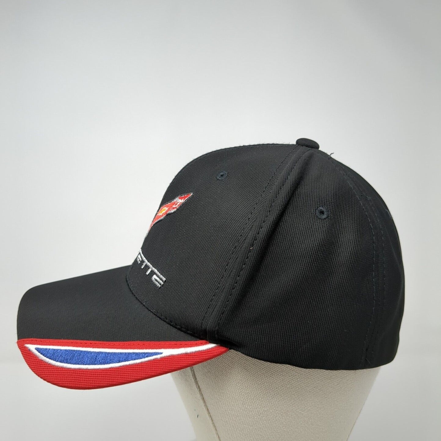 Corvette Fitted Hat Black One Size Lightweight Embroidered 6 Panel GM Official