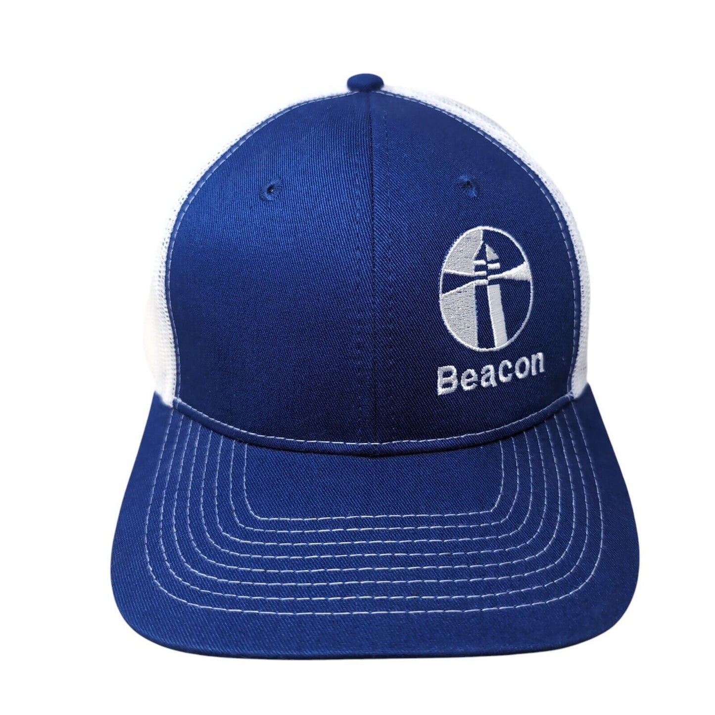 Beacon Snapback Trucker Hat Blue One Size Adjustable Mesh Back Port Authority