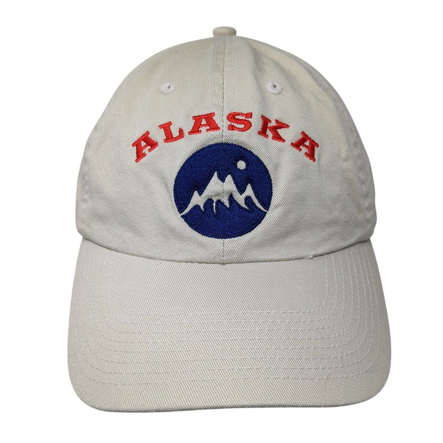 Alaska Slideback Hat Tan One Size Adjustable Embroidered Vented Holes 6 Panel