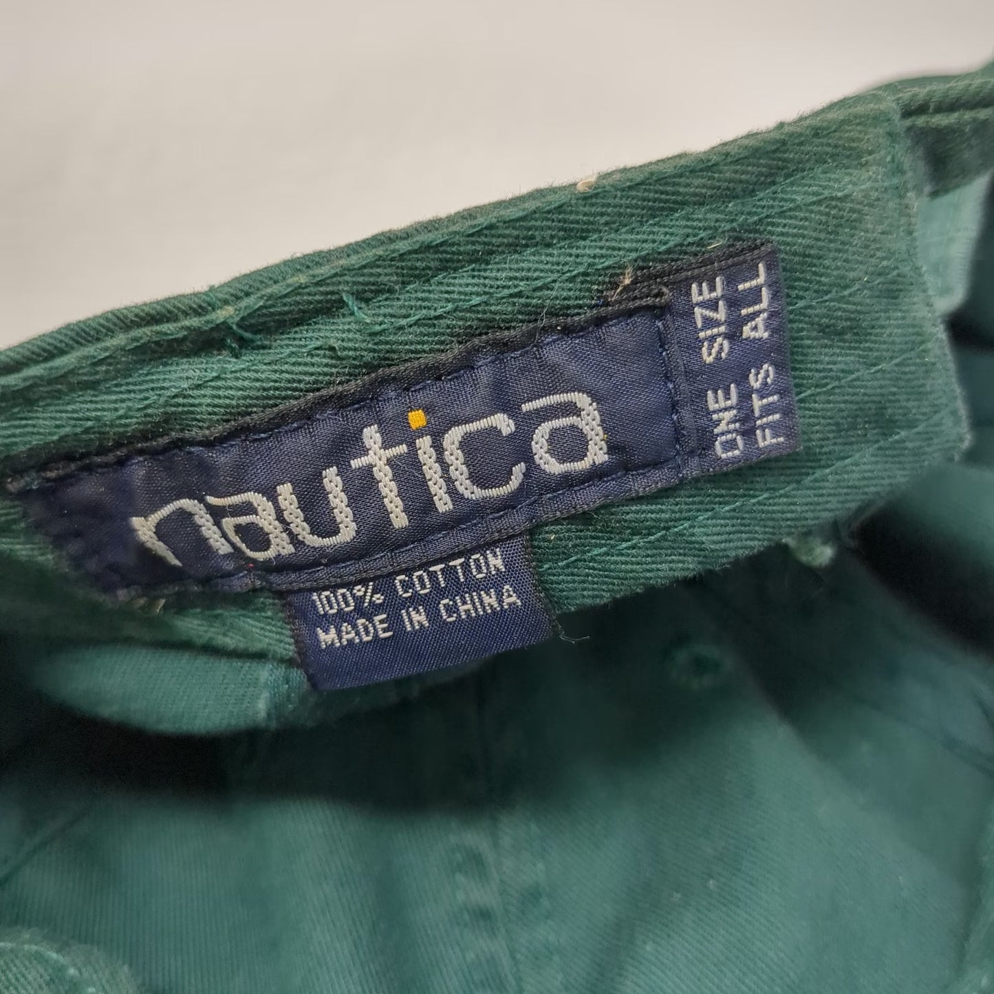 Nautica Baseball Cap Green OS Sailboat Logo Embroidery Hat Slideback Cotton