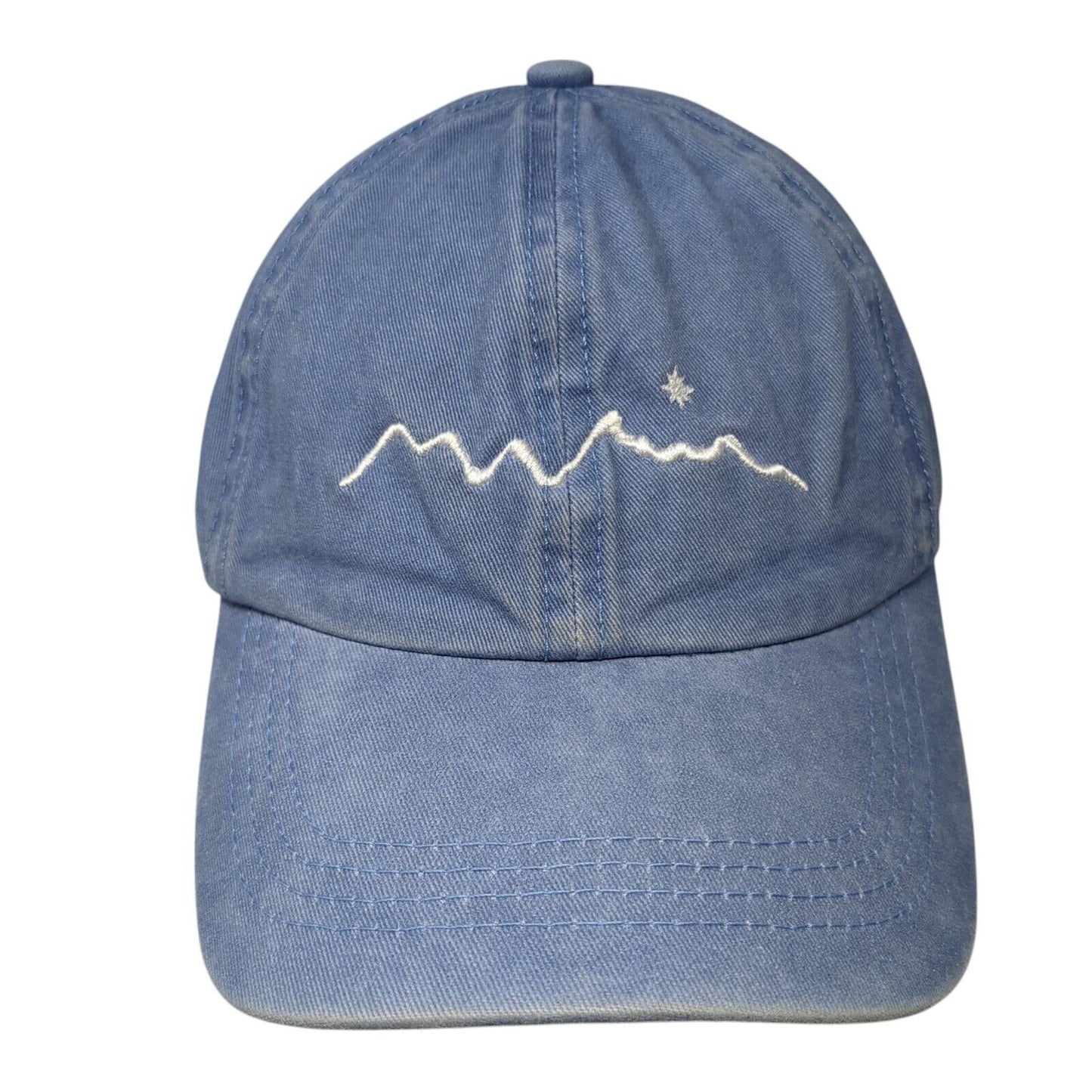 Mountain Slideback Hat Blue One Size Adjustable Embroidered 6 Panel
