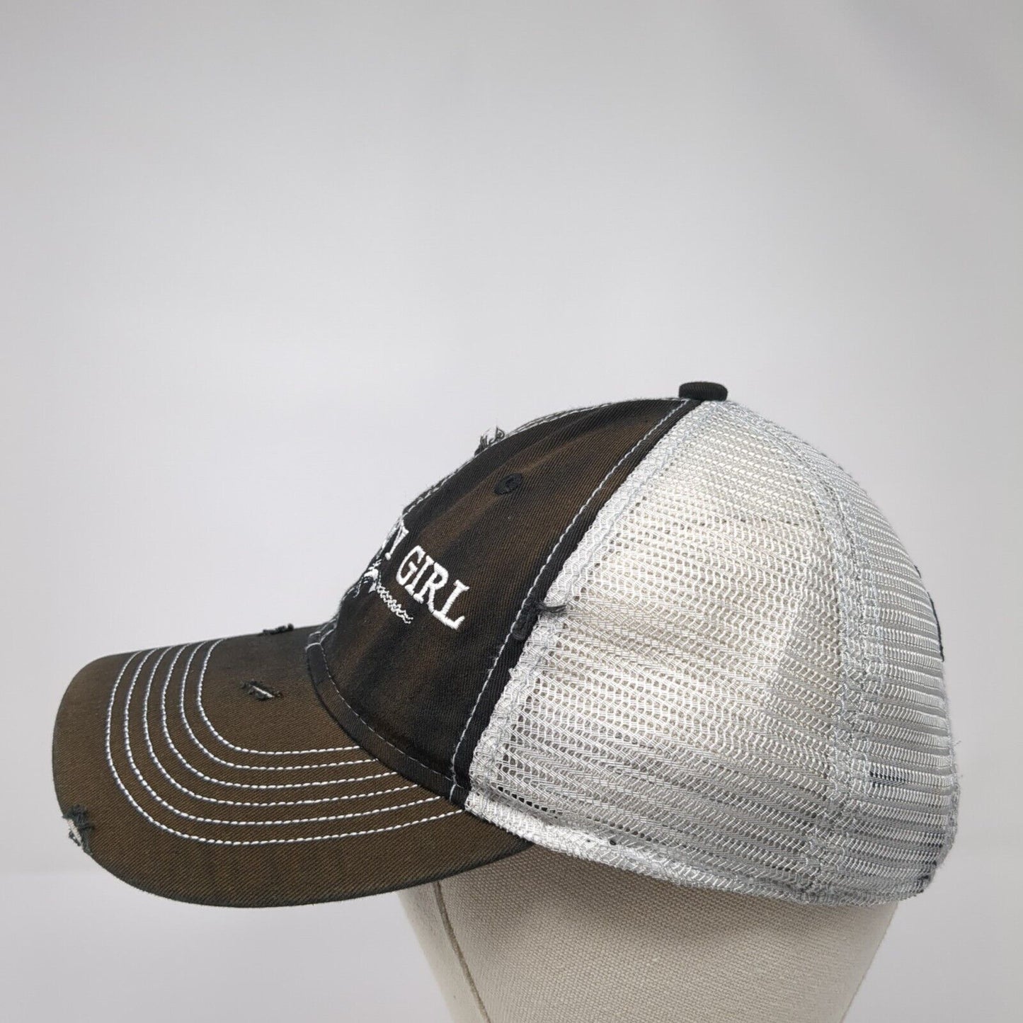 Whiskey Girl Trail Smokehouse Slideback Trucker Hat Black OS Mesh Distressed