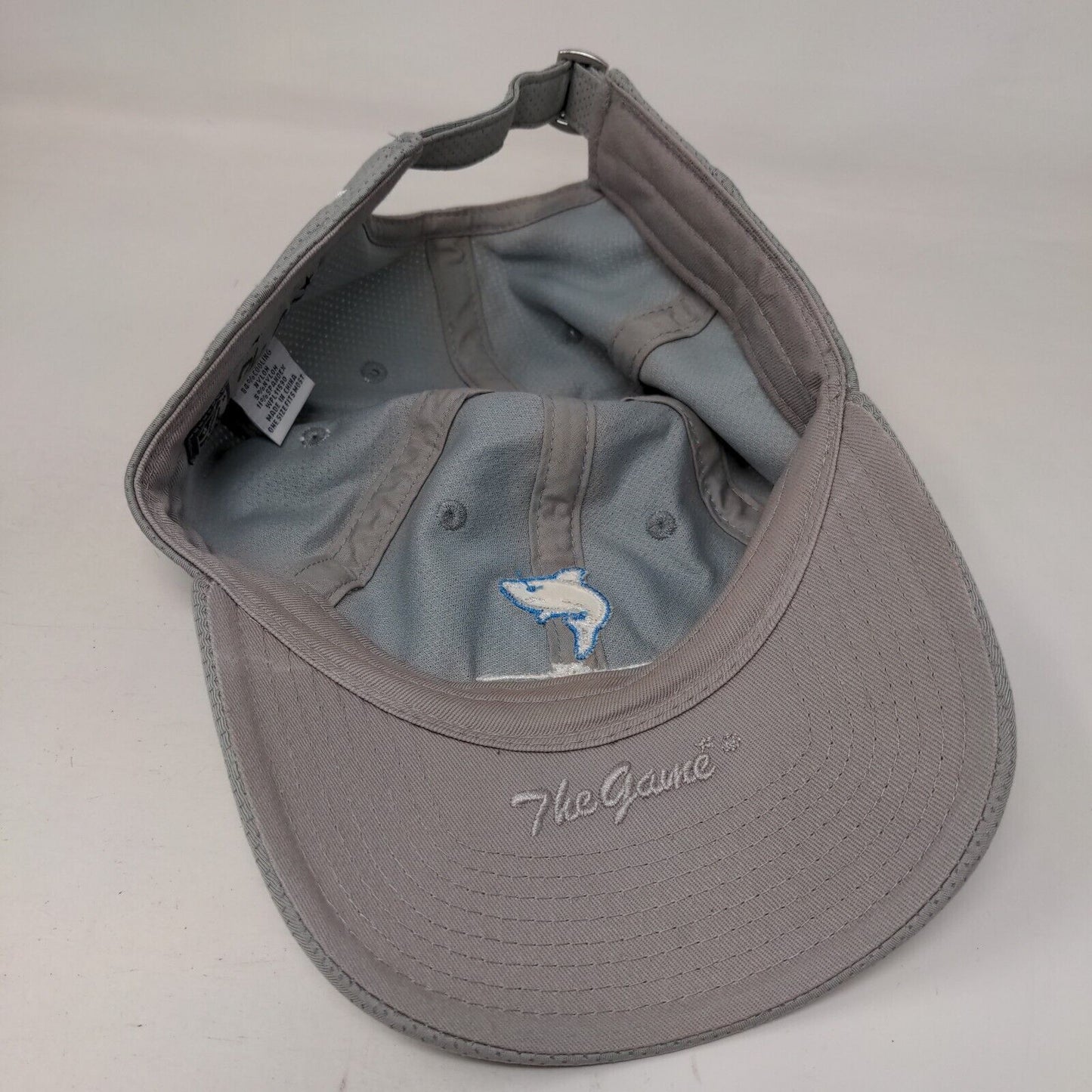 The Game Slideback Hat Gray OSFM Embroidered DS DMF8 Shark Logo Nylon Blend