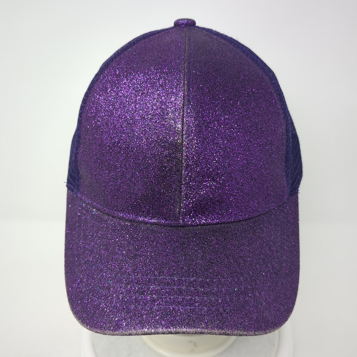 C.C Exclusives Strapback Trucker Hat Purple One Size Mesh Back Ponytail