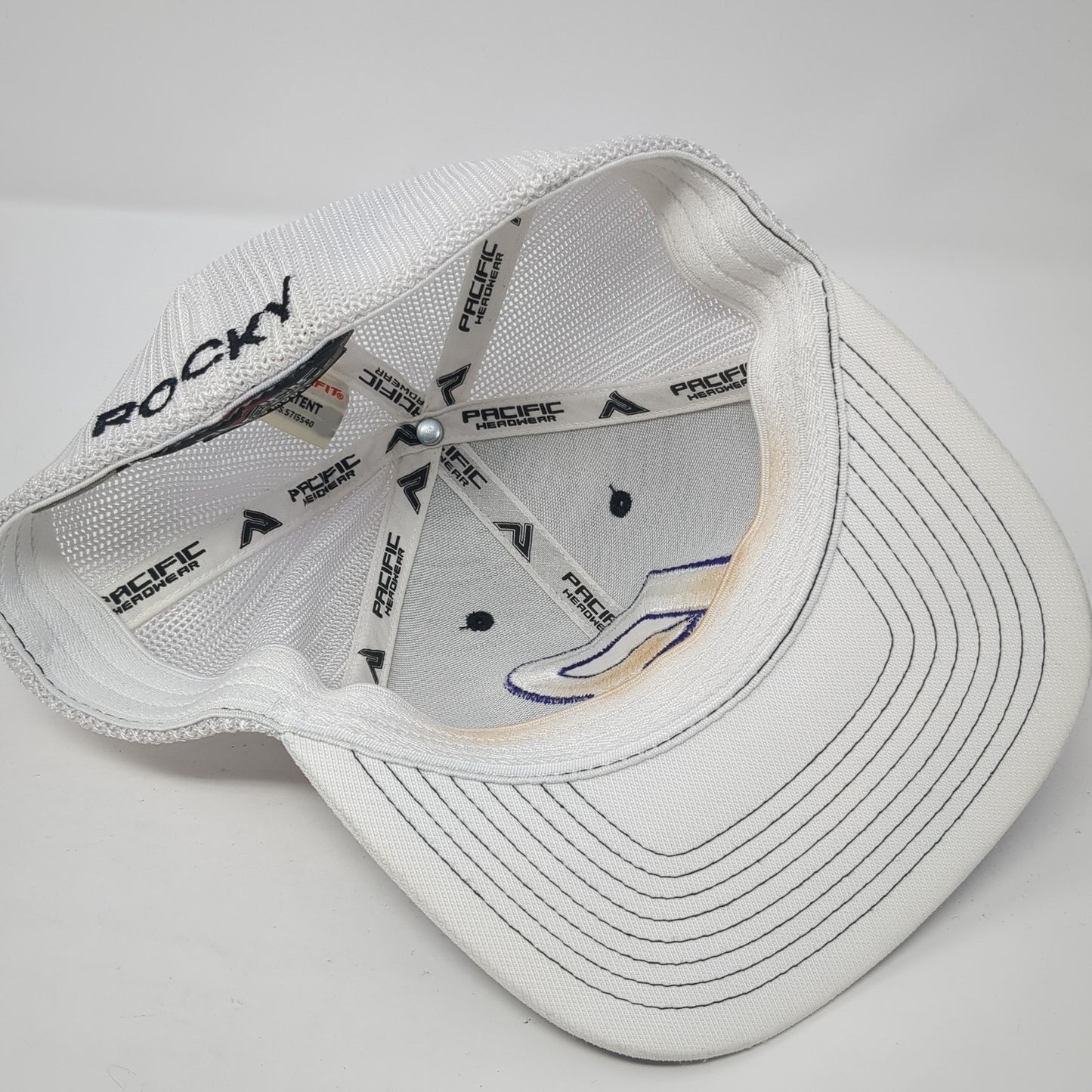 Rocky Fitted Trucker Hat Black 7 3/8 Embroidered Mesh Back Pacific Headwear