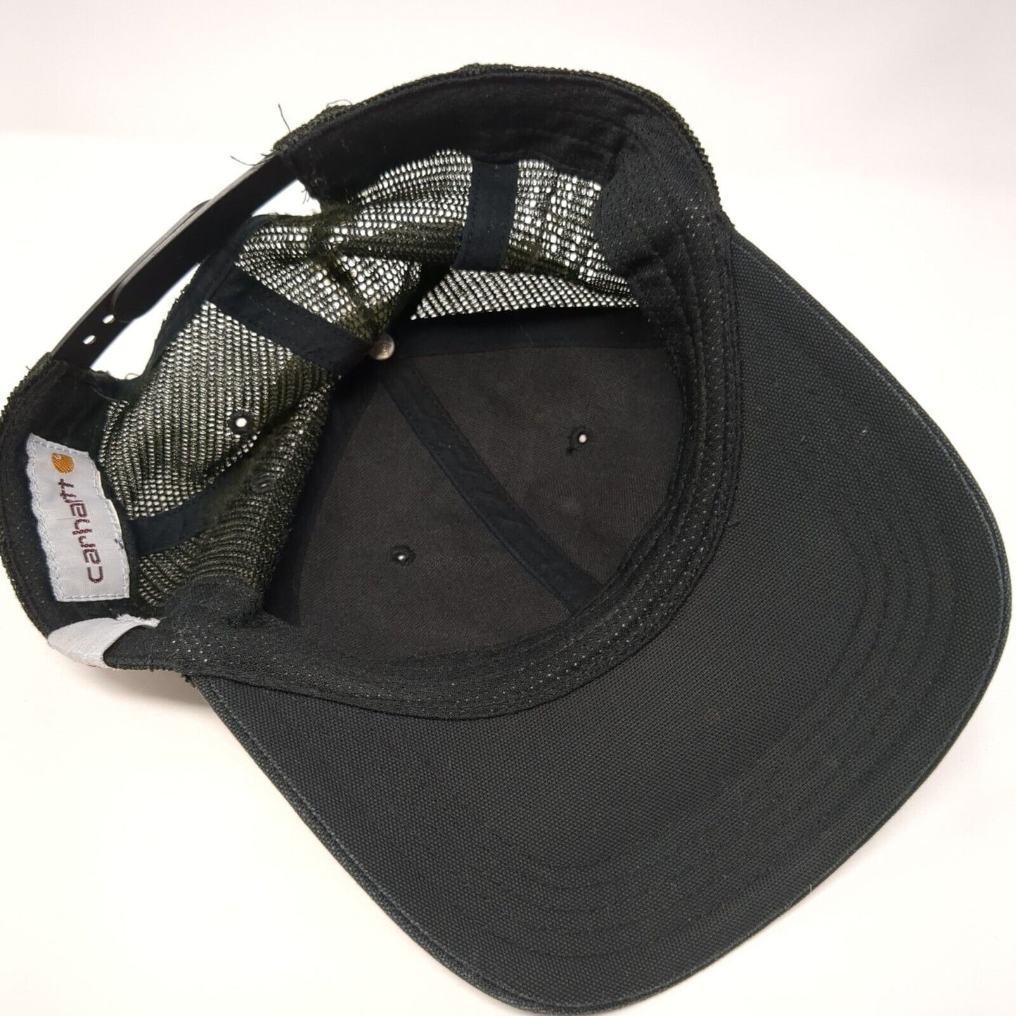 Carhartt Snapback Trucker Hat Black One Size Adjustable Mesh Back 6 Panel Blank