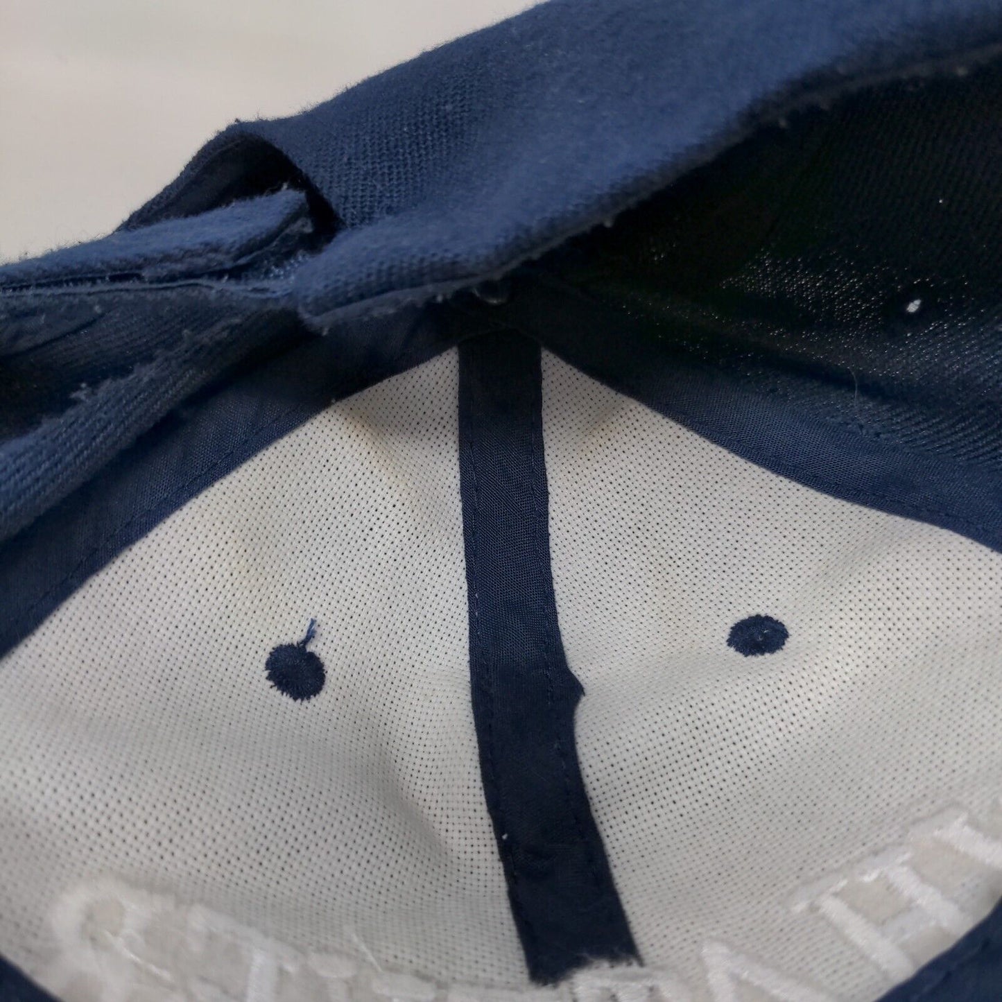 Whatever Strapback HatBlue OSFA Adjustable Embroidered Vented Holes 6 Panel
