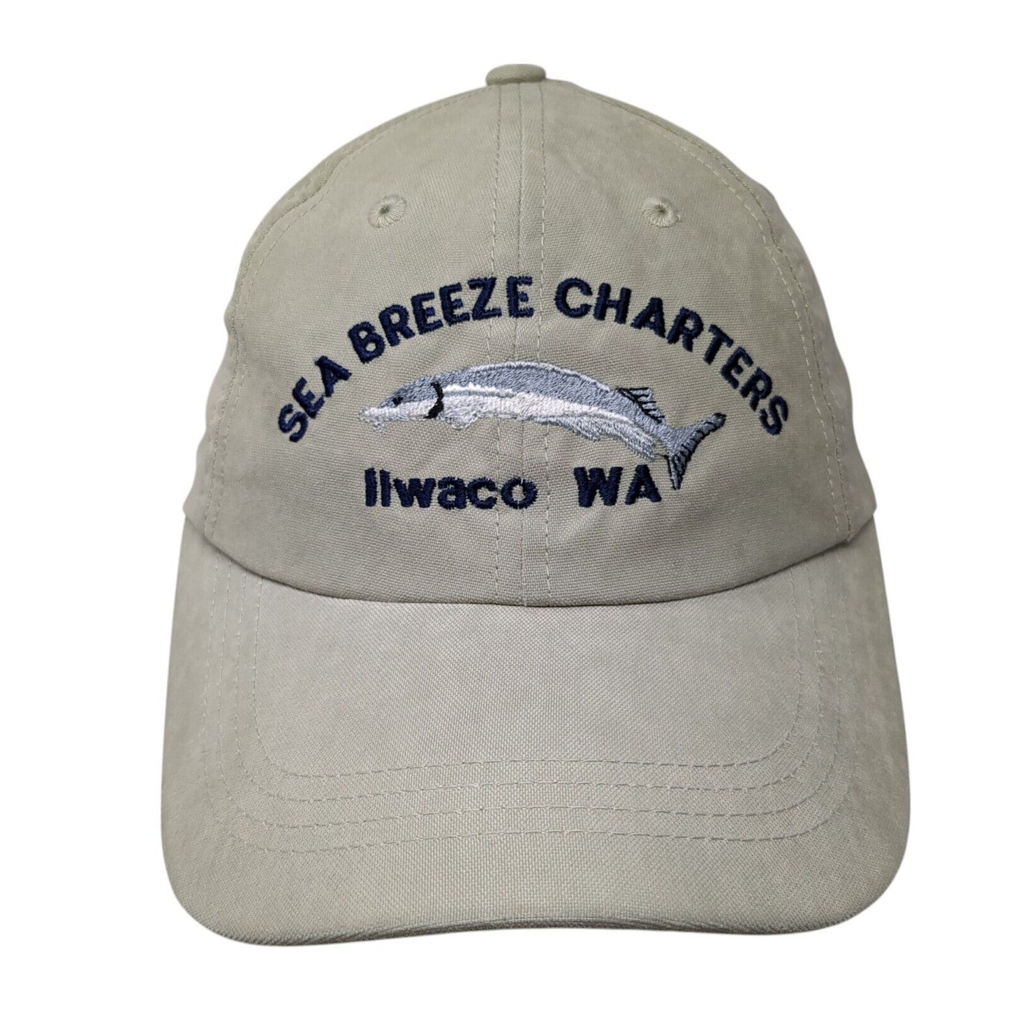 Sea Breeze Charters Ilwaco WA Slideback Hat Green One Size 6 Panel