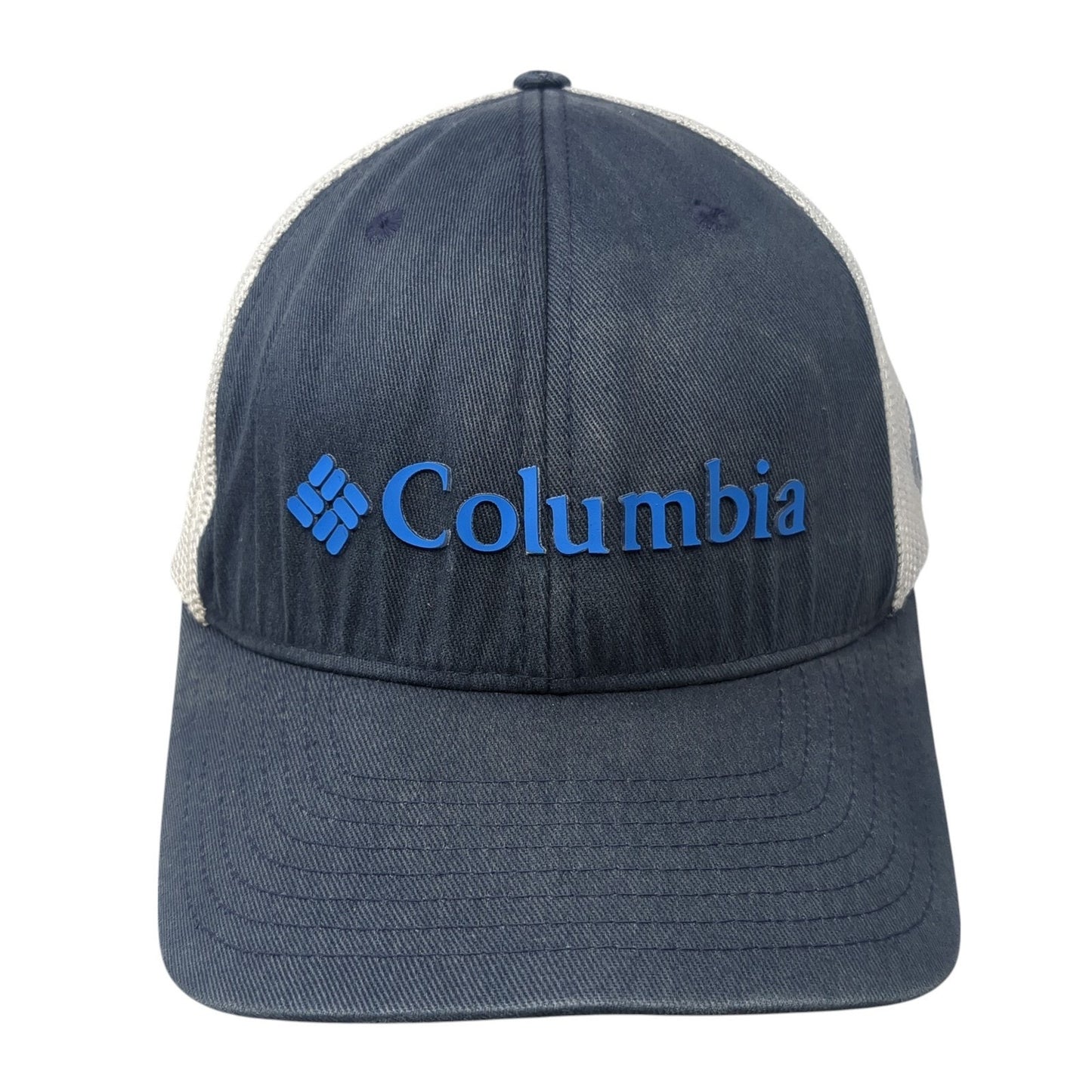 Columbia Fitted Trucker Hat Blue One Size Lightweight Embroidered Mesh Back