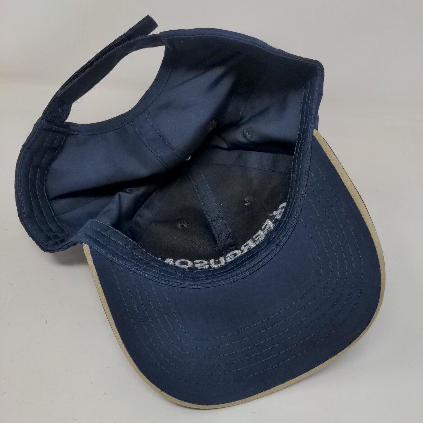 Ferguson Strapback Hat Blue One Size Adjustable Embroidered Vented Holes 6 Panel