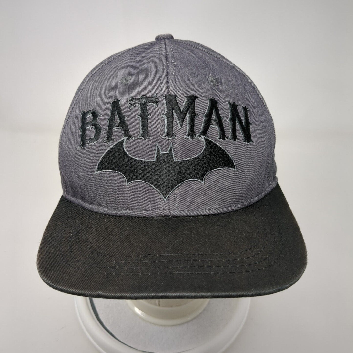 Batman Snapback Hat Gray One Size Adjustable Embroidered 6 Panel DC Comics