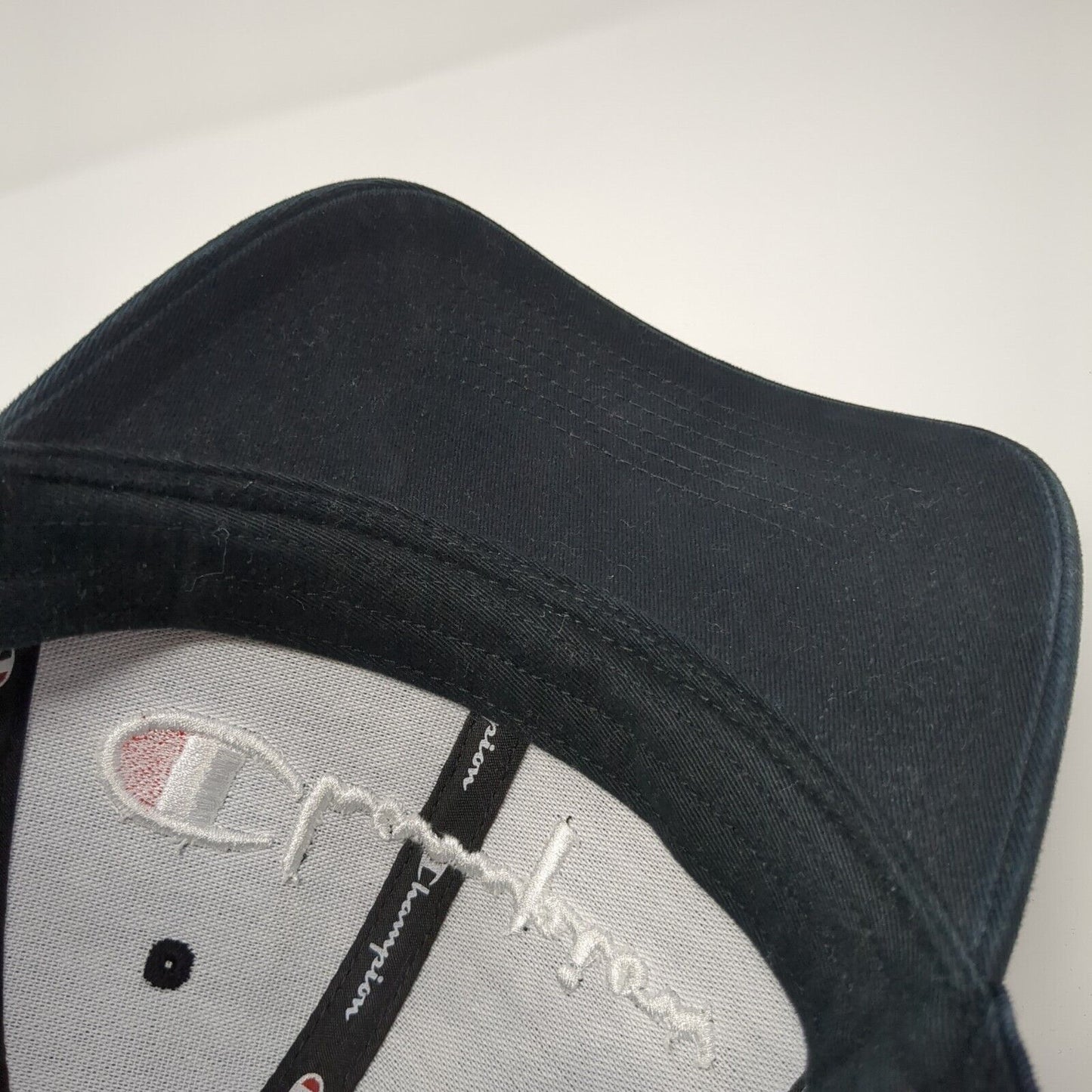 Champion Slideback Hat Black One Size Adjustable Embroidered 6 Panel Cotton