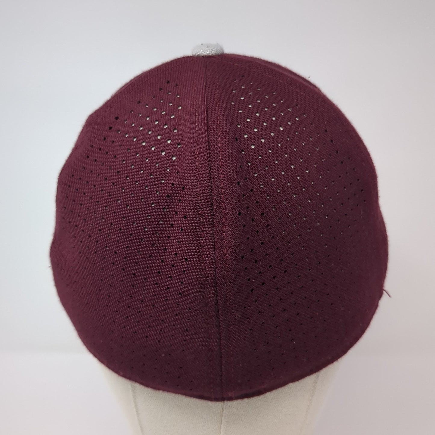 NTC Fitted Hat Red Medium Embroidered Logo Laser Cut Nike Tru Dri-Fit