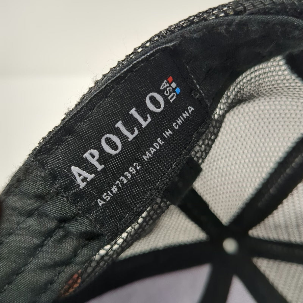 Apollo Trucker Hat Black One Size SAM Logo Snapback Mesh Back Structured Cap