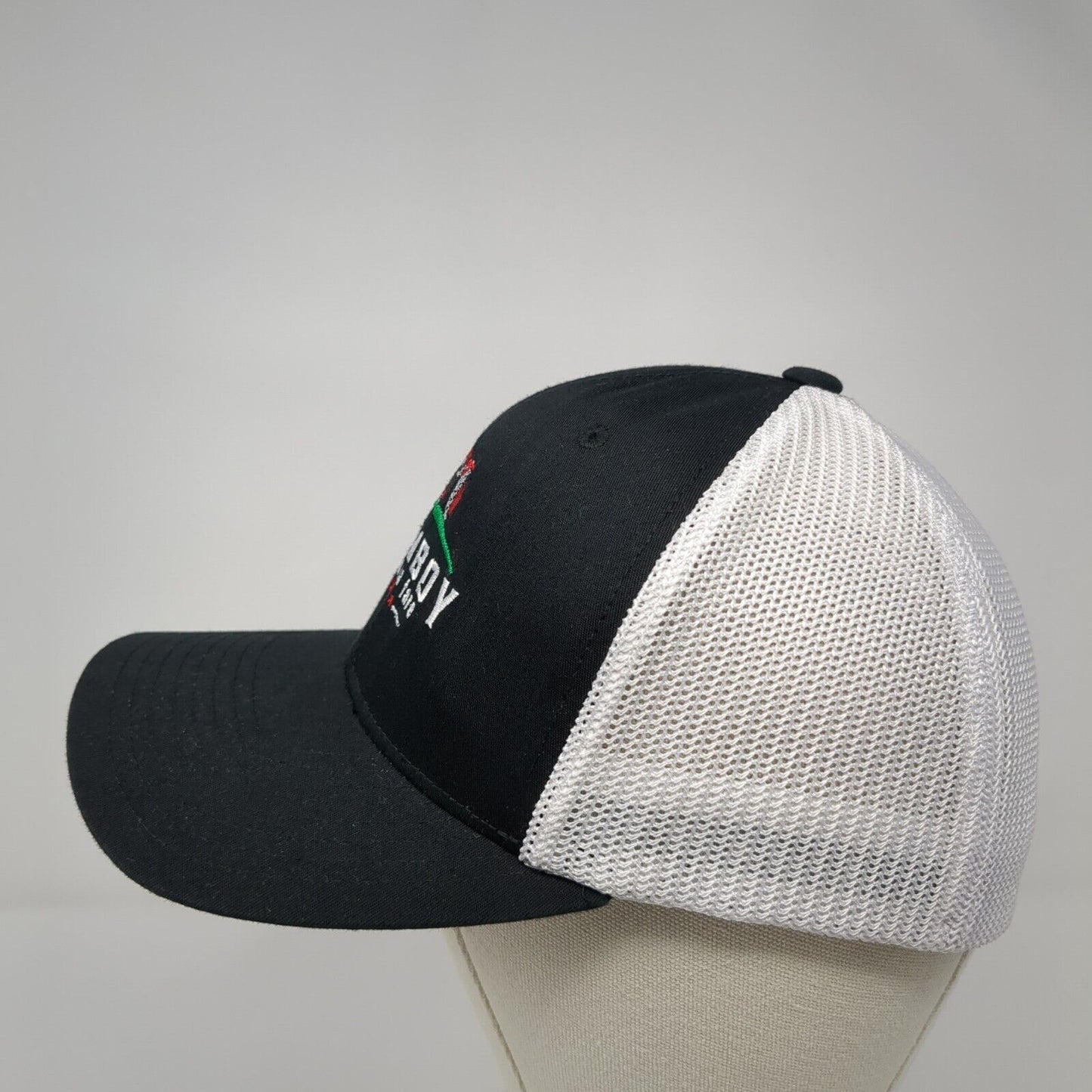 Farmboy American Fare Fitted Trucker Hat Black One Size Mesh Flexfit Yupoong