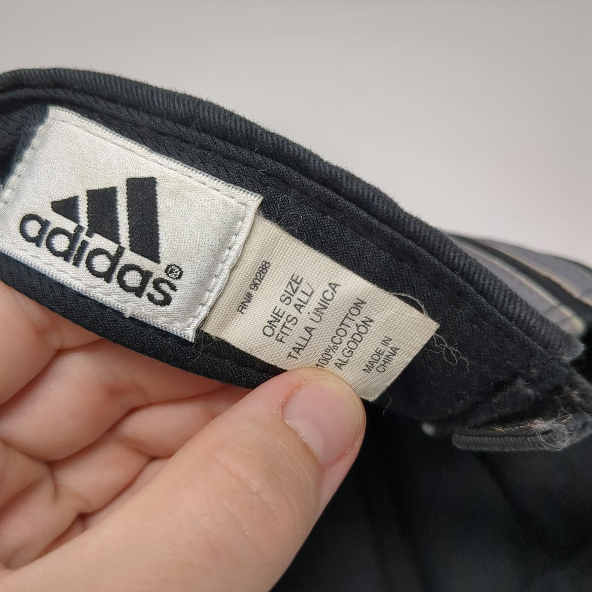 adidas Baseball Cap Black One Size 3-Stripes Strapback Cotton Logo Hat Gray Trim