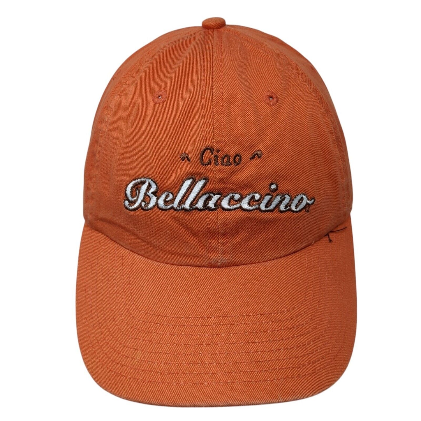 Ciao Bellacino Slideback Hat Orange One Size Embroidered Fahrenheit