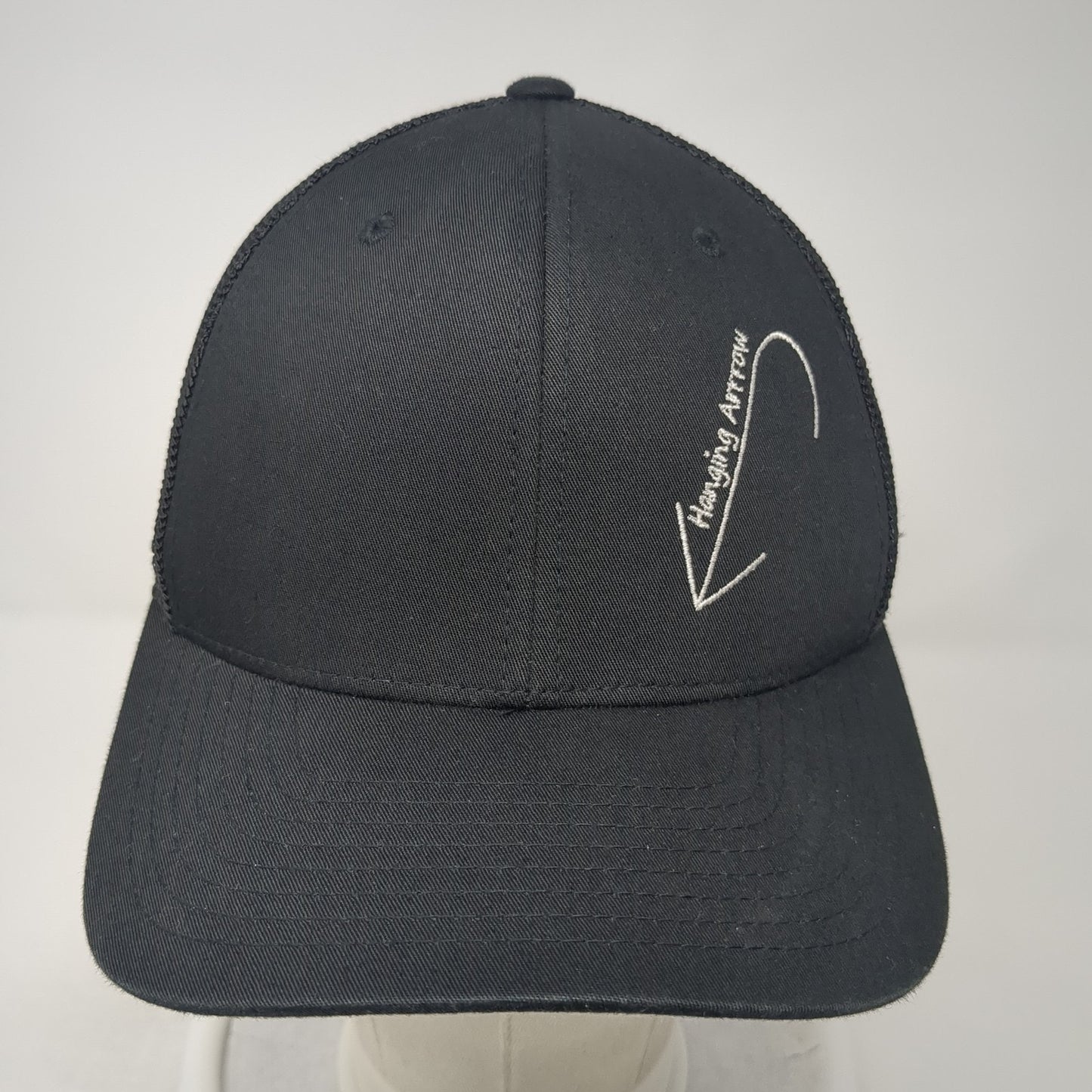 Hanging Arrow Fitted Trucker Hat Black Medium Lightweight 6 Panel Port Authority