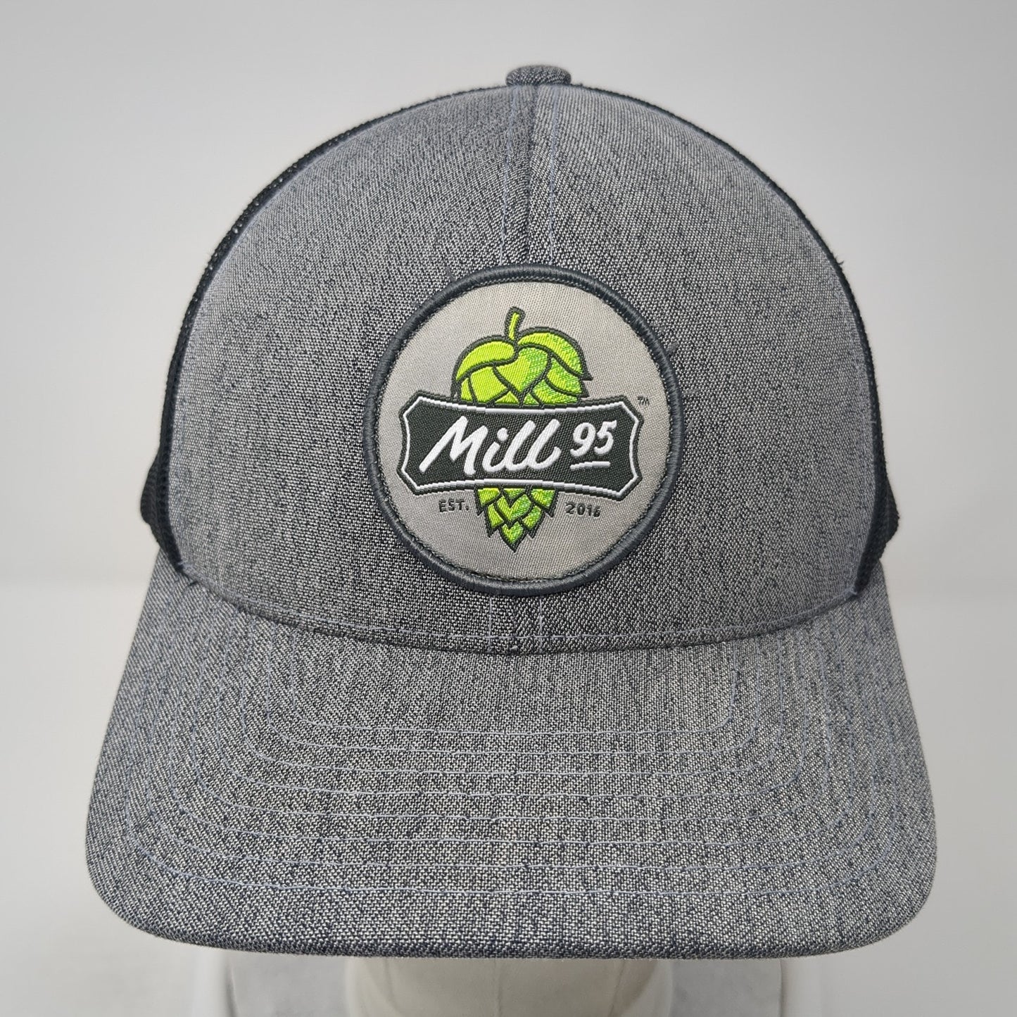 Mill 95 Patch Mesh Back Trucker Hat Gray One Size Pacific Headwear