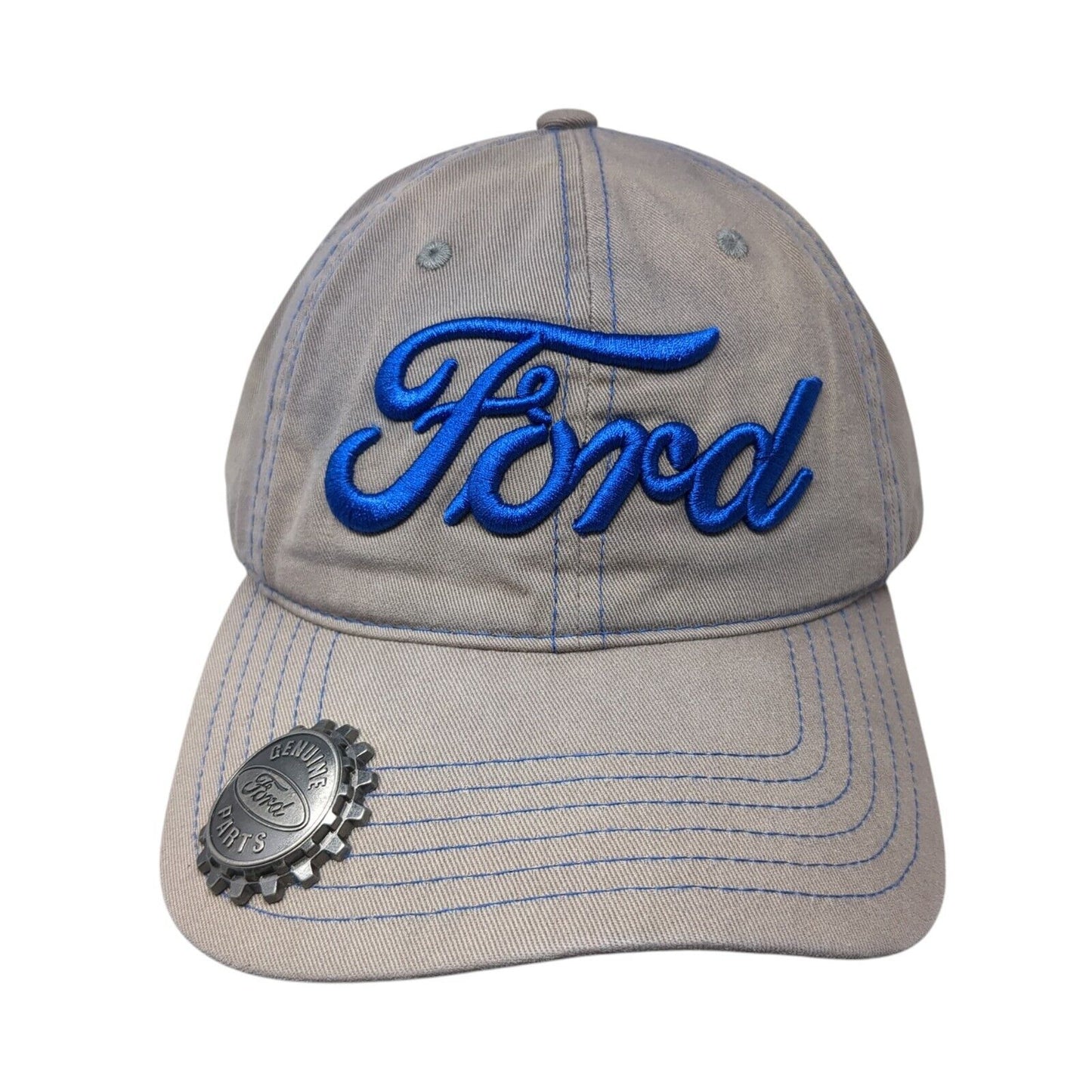 Ford Genuine Parts Slideback Baseball Cap Gray One Size Adjustable Bottle Opener