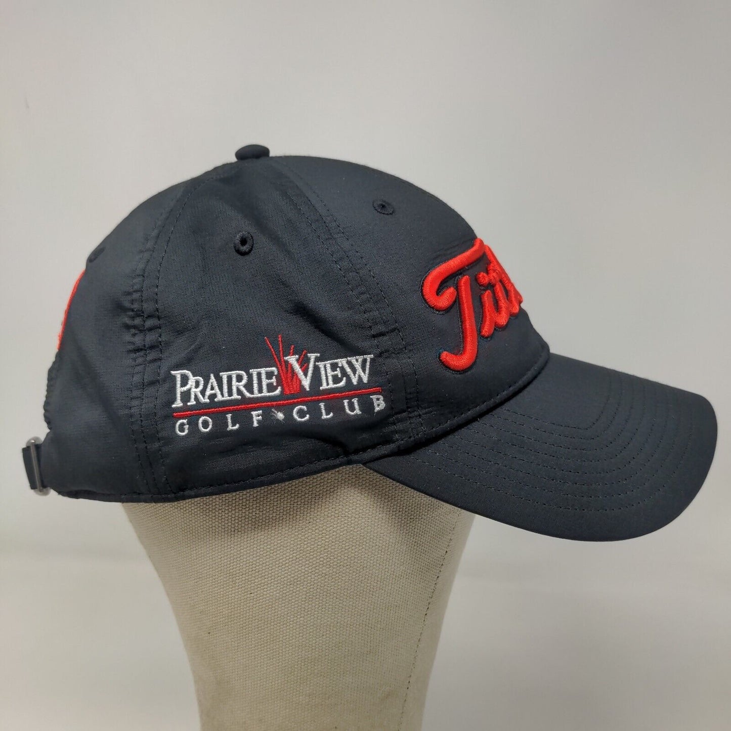 Titleist Men's Slideback Hat Black Prairie View Golf Club Embroidered Logo