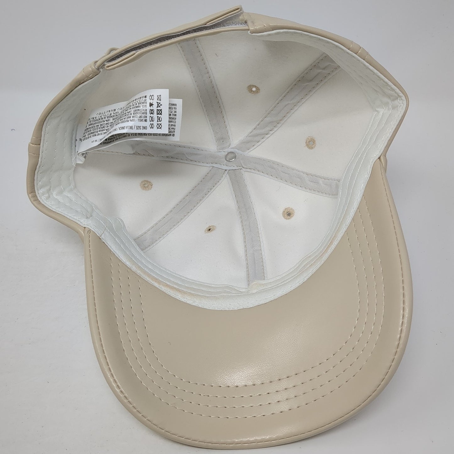 Unbranded Strapback Baseball Cap Beige One Size Adjustable Faux Leather Blank