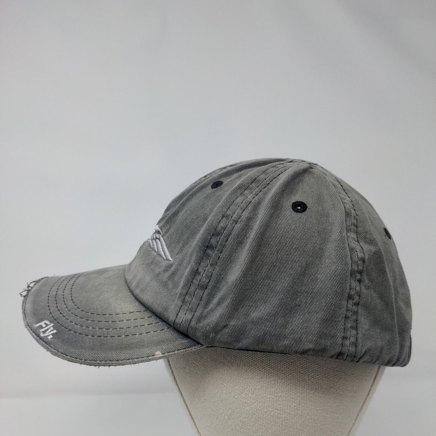 AOPA Fly Slideback Hat Gray OSFA Adjustable Embroidered Vented Holes 6 Panel