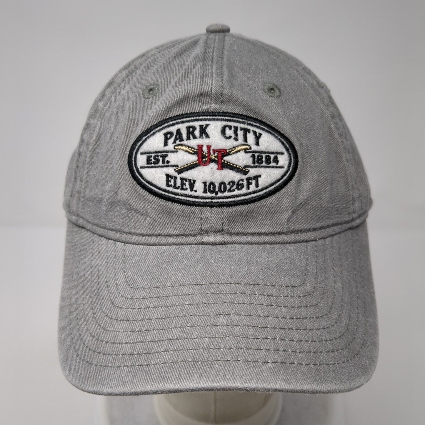 Park City Est 1884 Elev. 10,026Ft Slideback Hat Gray OS Adjustable 6 Panel Gear