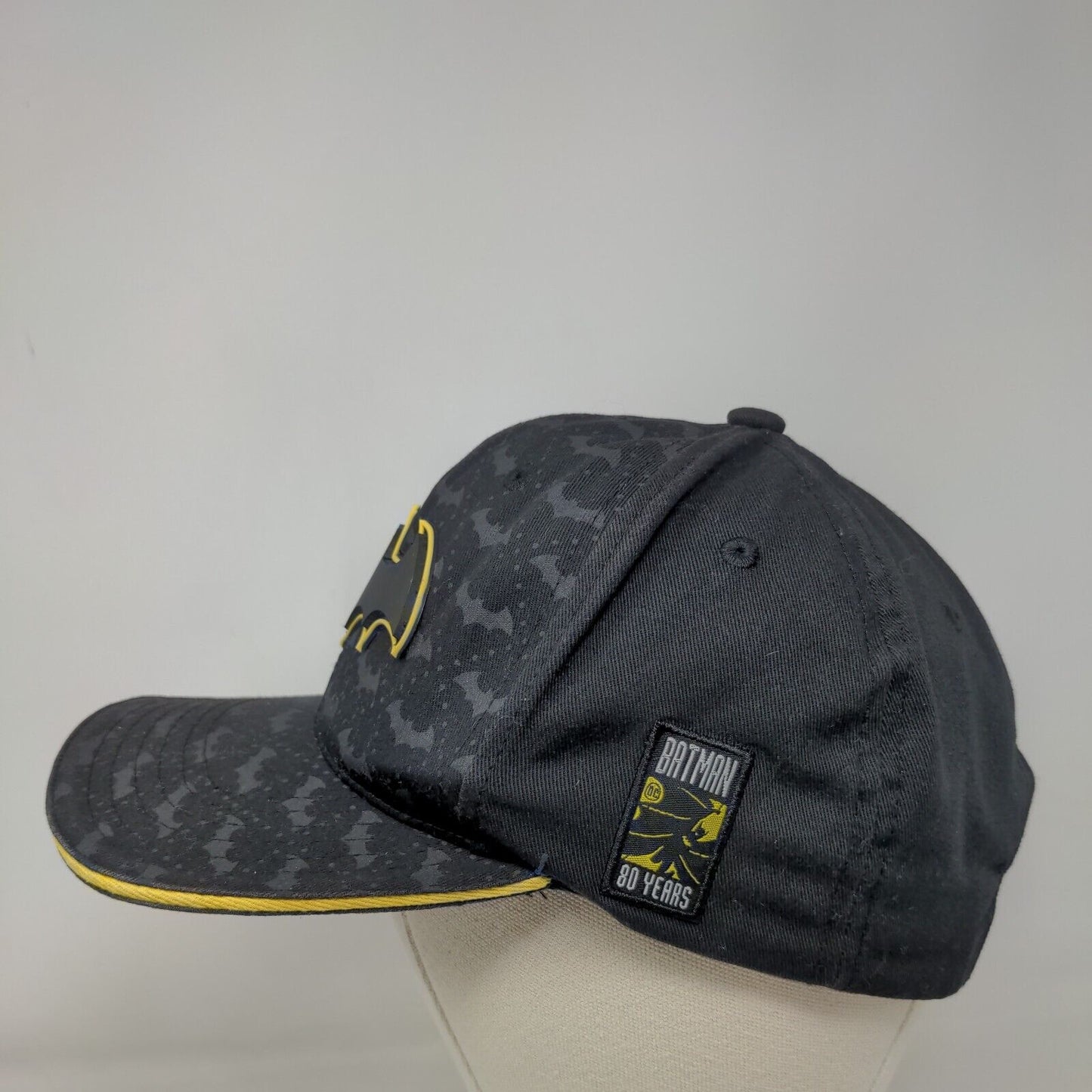 Batman 80 Years Snapback Hat Black One Size Adjustable Vent Holes