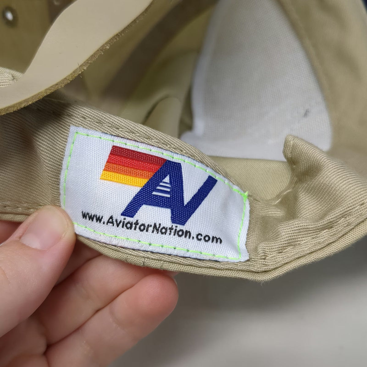 Aviator Nation 5 Panel Beige Blue One Size Rope Lightning Bolt Strapback Hat