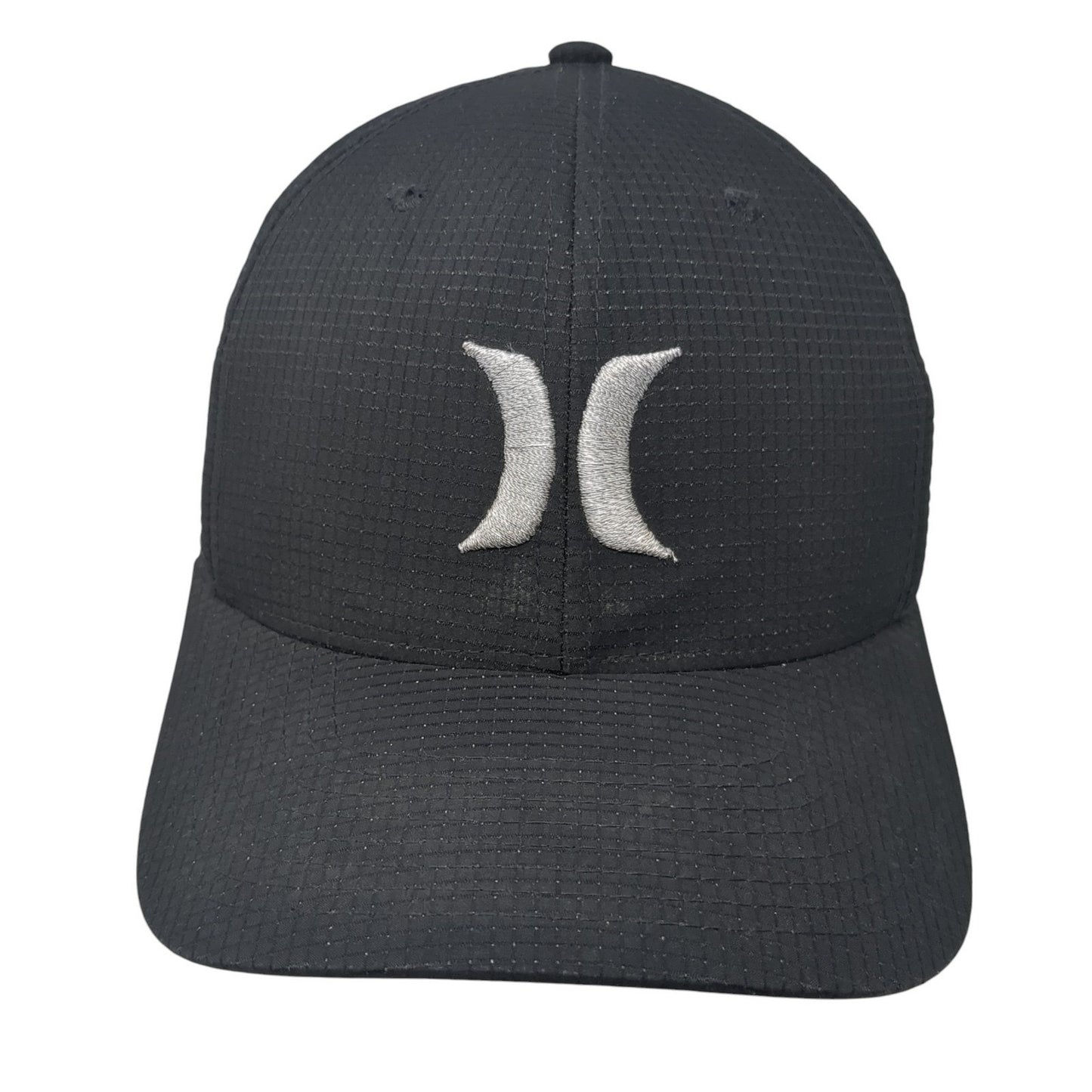 Hurley Logo Fitted Hat Black Medium Embroidered Flexfit Stretch 6 Panel