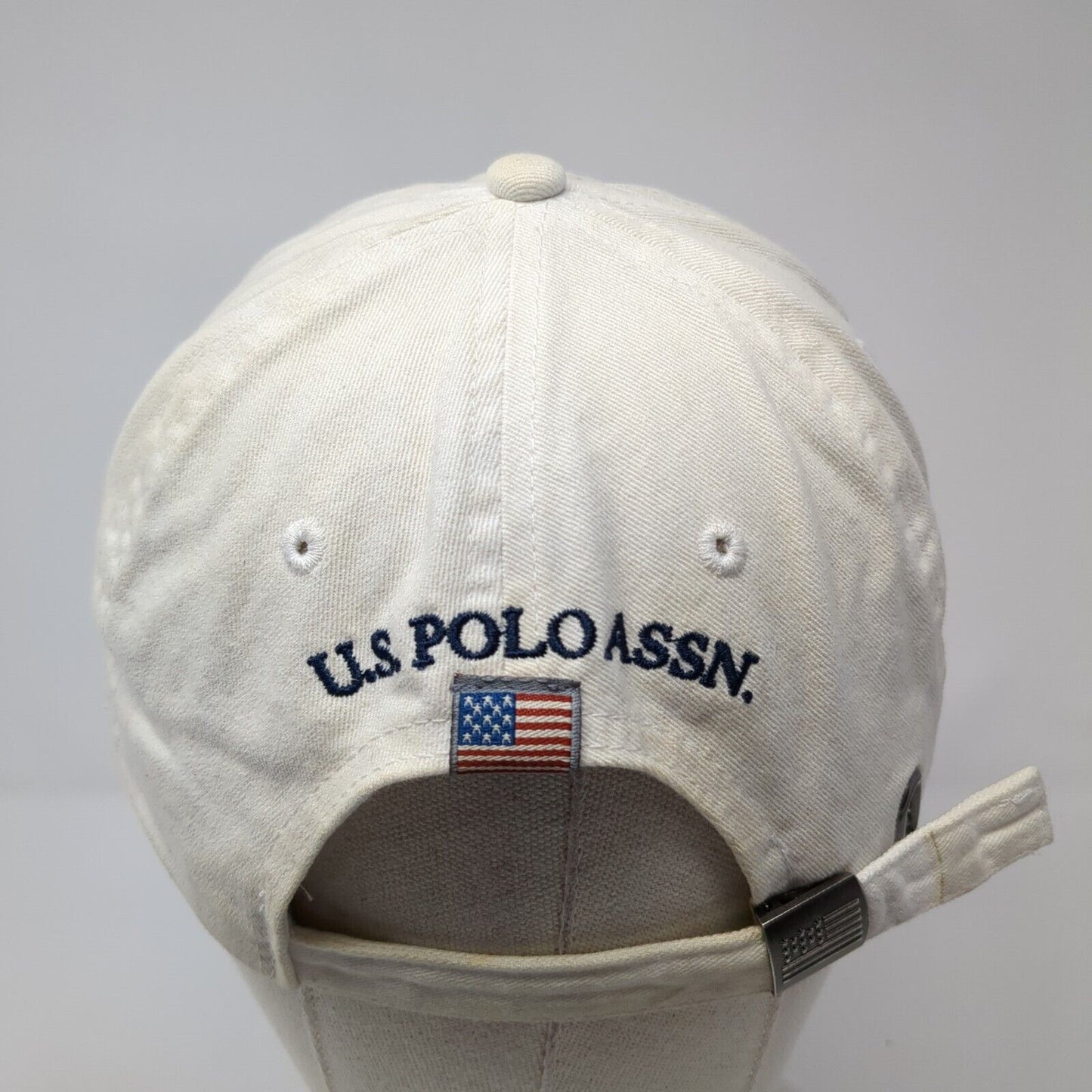 U.S. Polo Assn. Slideback Hat White Cream One Size Adjustable Embroidered