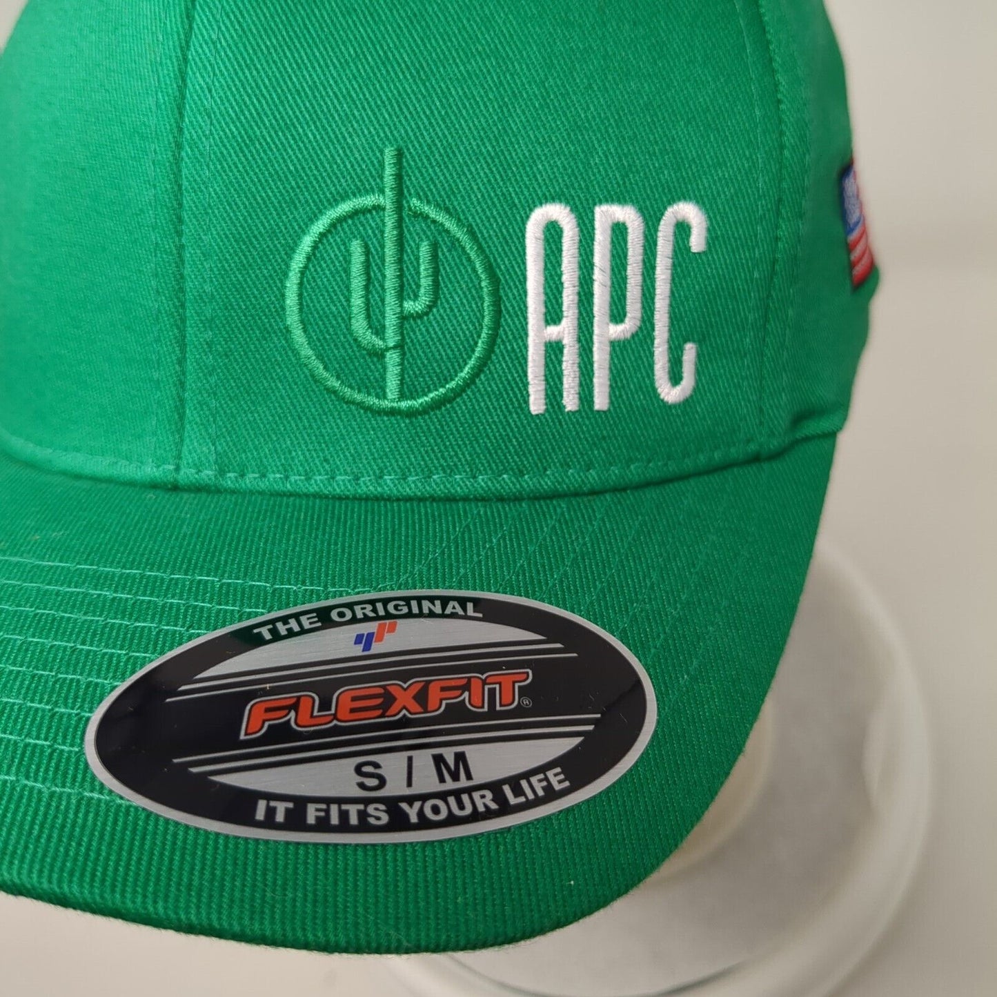 APC Fitted Hat Green S/M Flexfit Embroidered Patriotic 6 Panel Yupoong