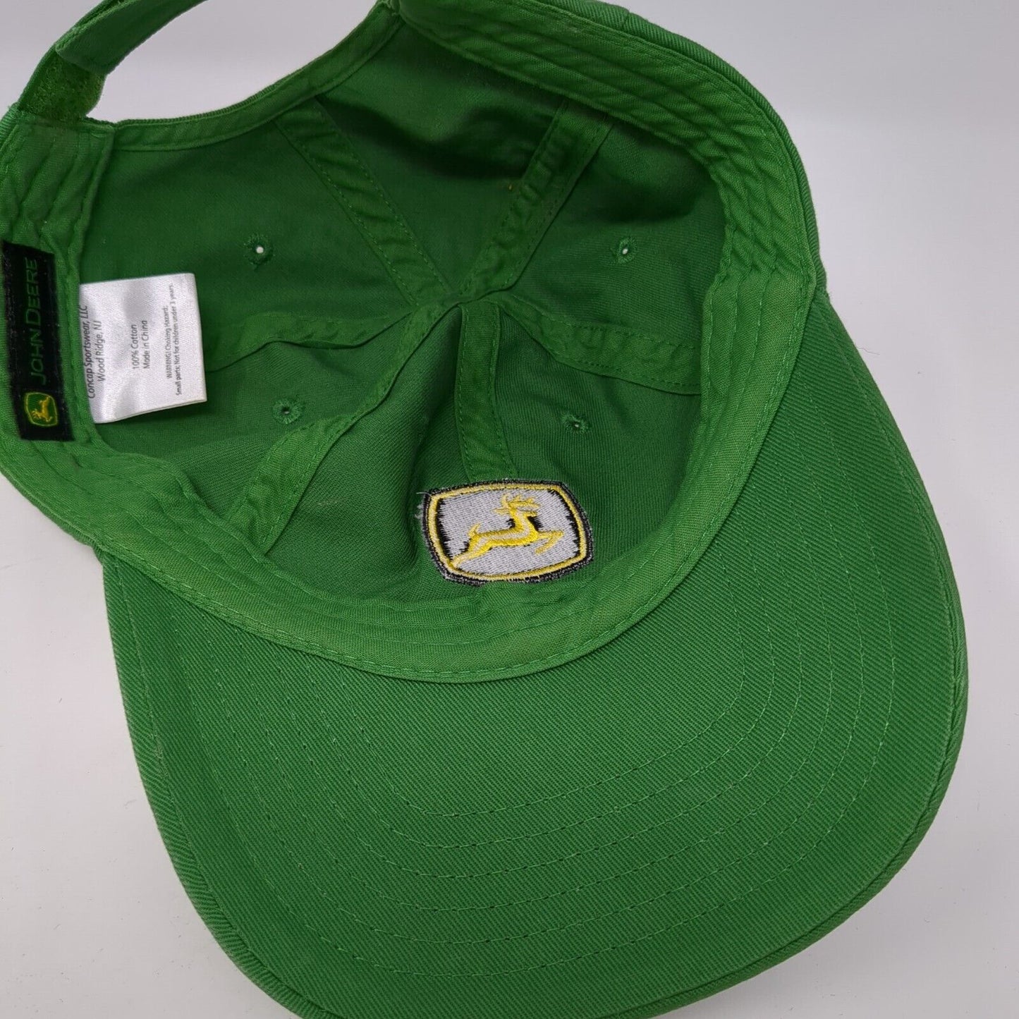 John Deere Strapback Hat Green One Size Adjustable Embroidered 6 Panel Cotton