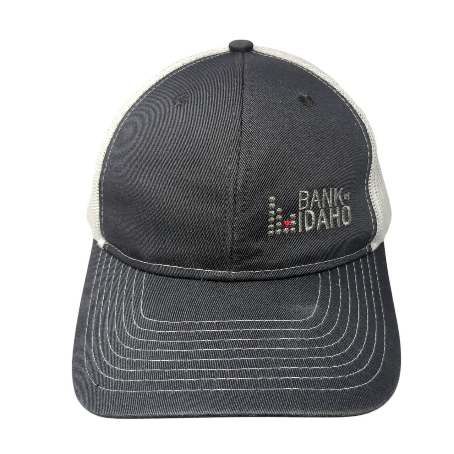 Bank Of Idaho Snapback Trucker Hat Gray OS Adjustable Mesh Back Port Authority